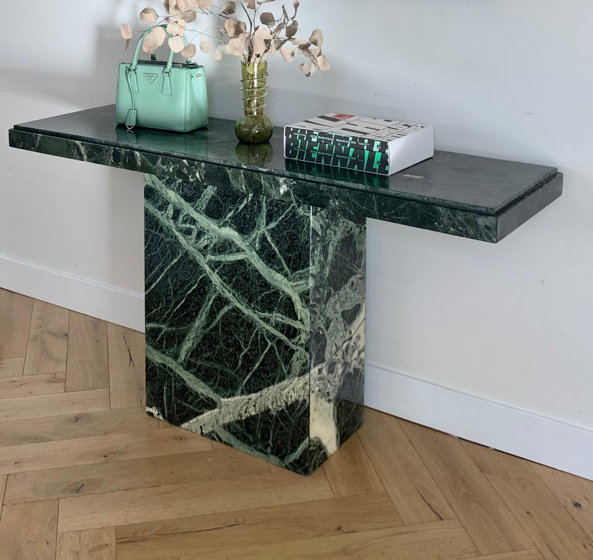 Vintage Italian Green Marble Console Table, 1970s 8