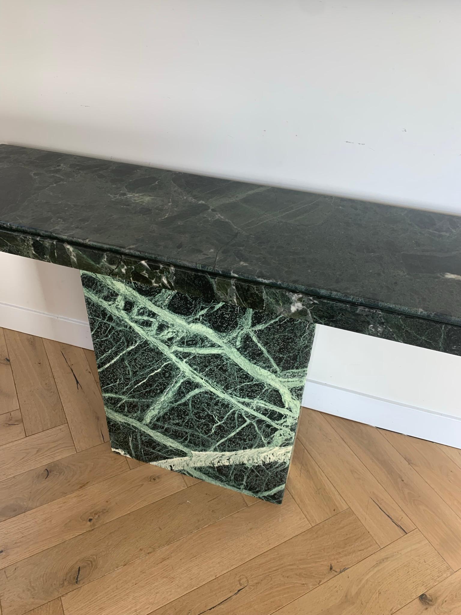 Vintage Italian Green Marble Console Table, 1970s 9