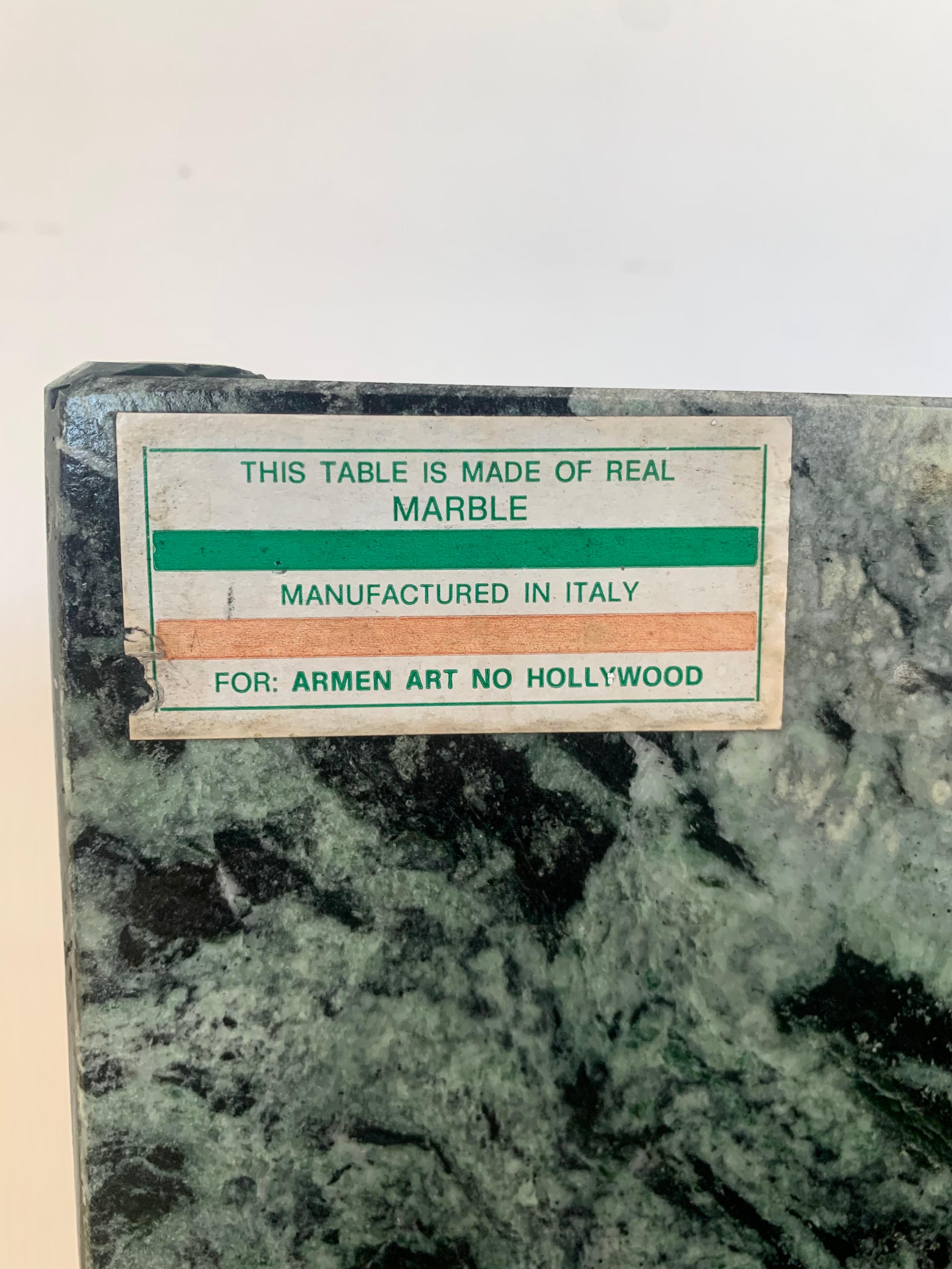 Table console italienne vintage en marbre vert, années 1970 9