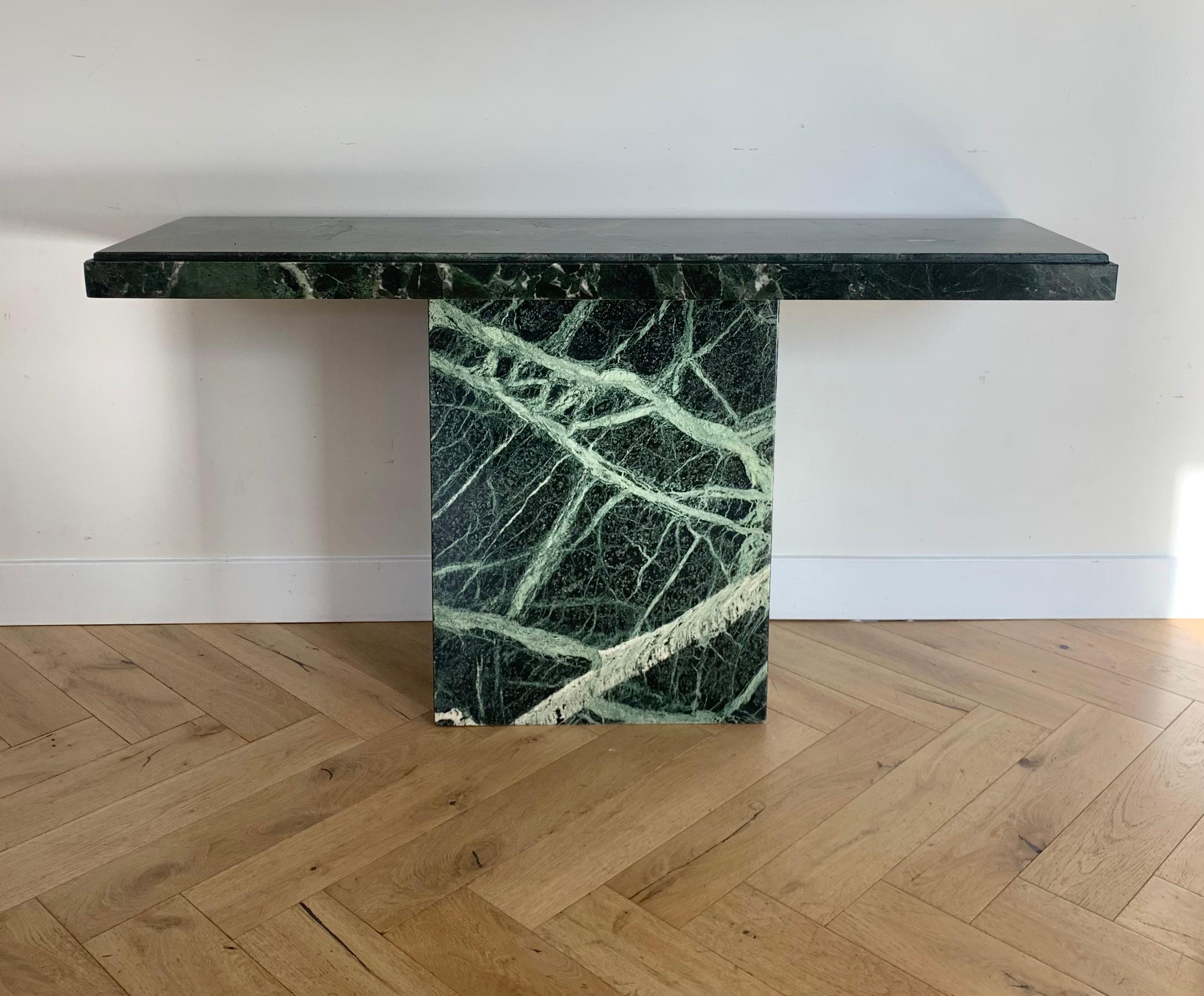 Vintage Italian Green Marble Console Table, 1970s 11