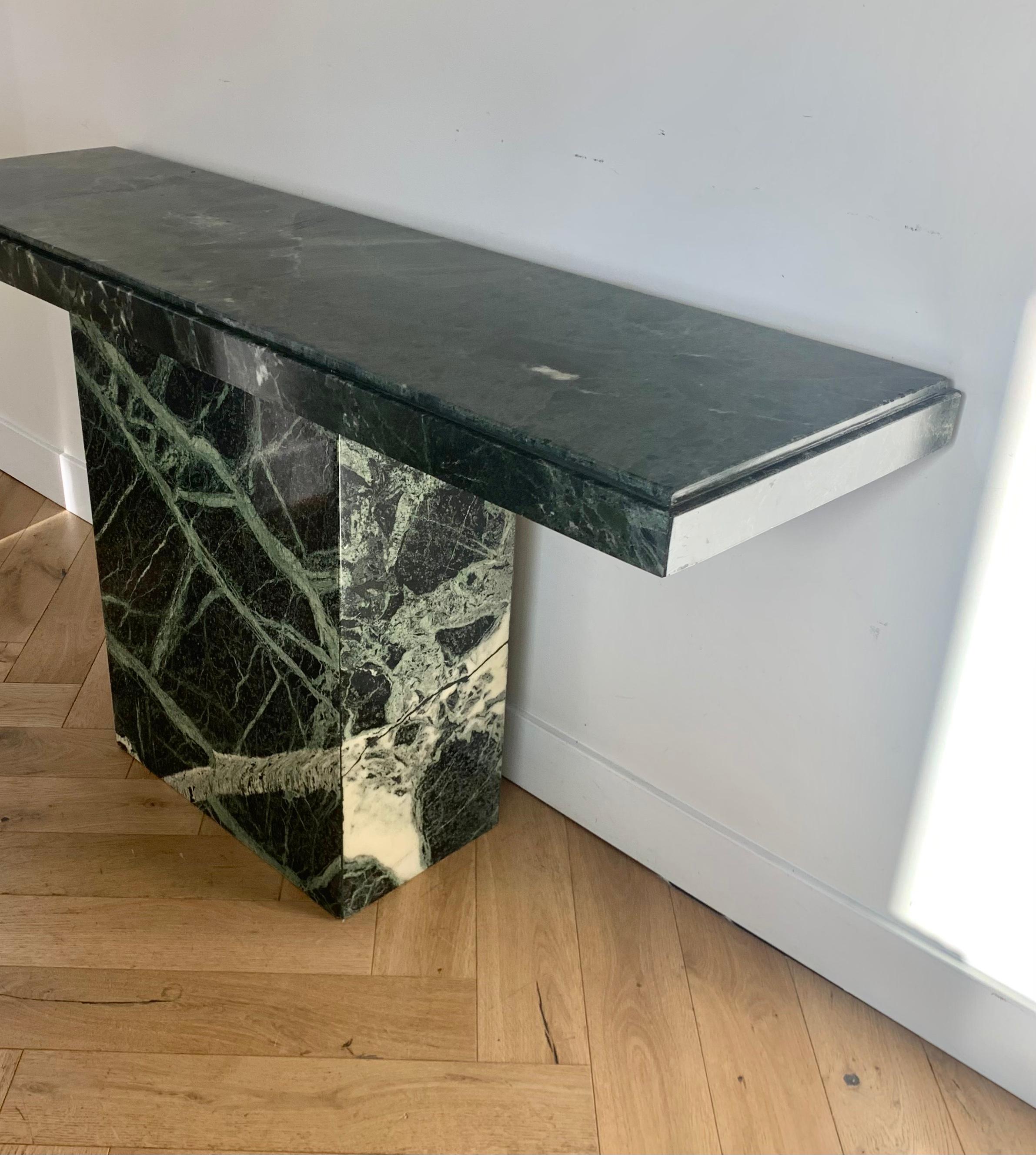 Vintage Italian Green Marble Console Table, 1970s 12