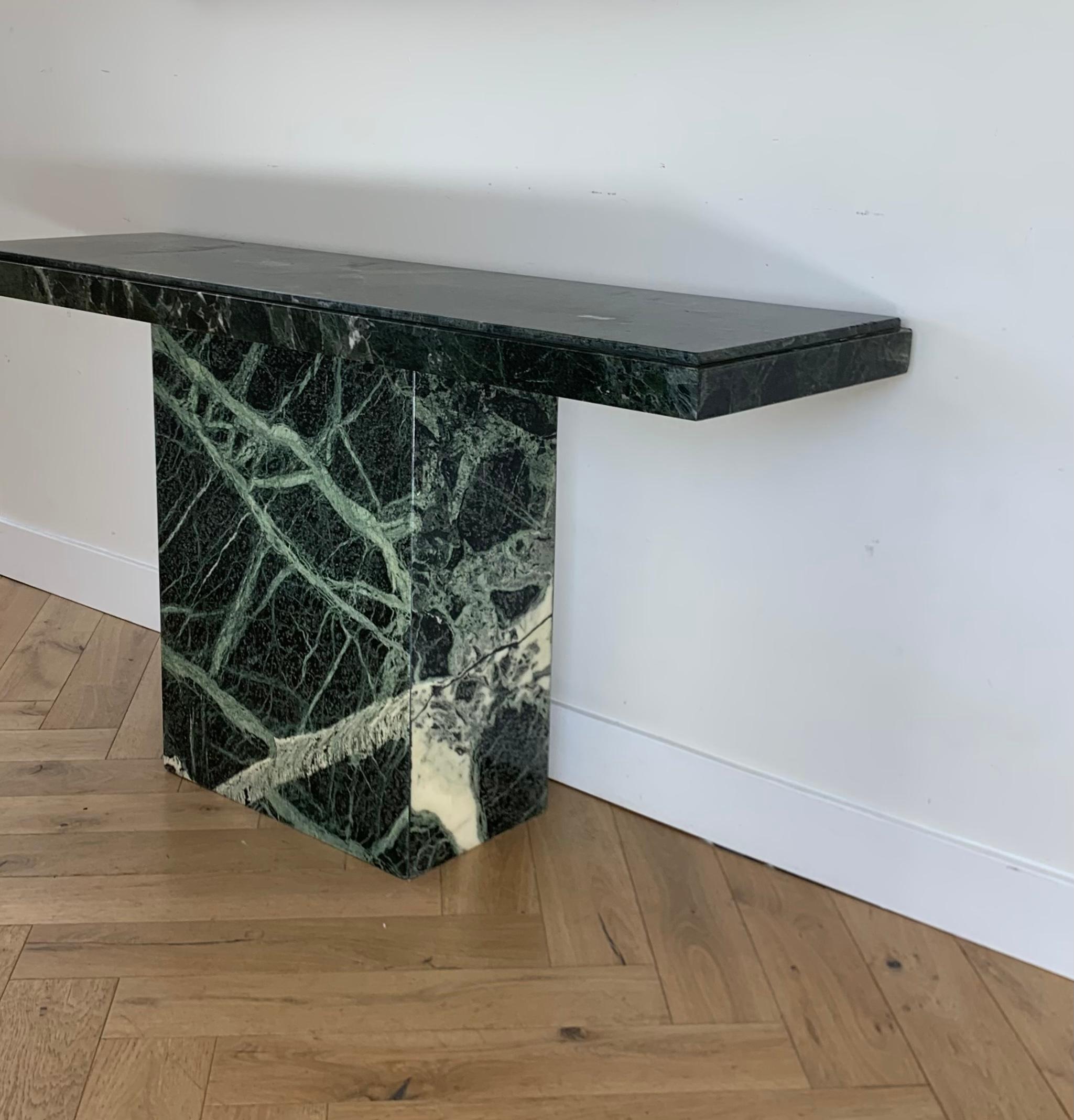 Vintage Italian Green Marble Console Table, 1970s 1