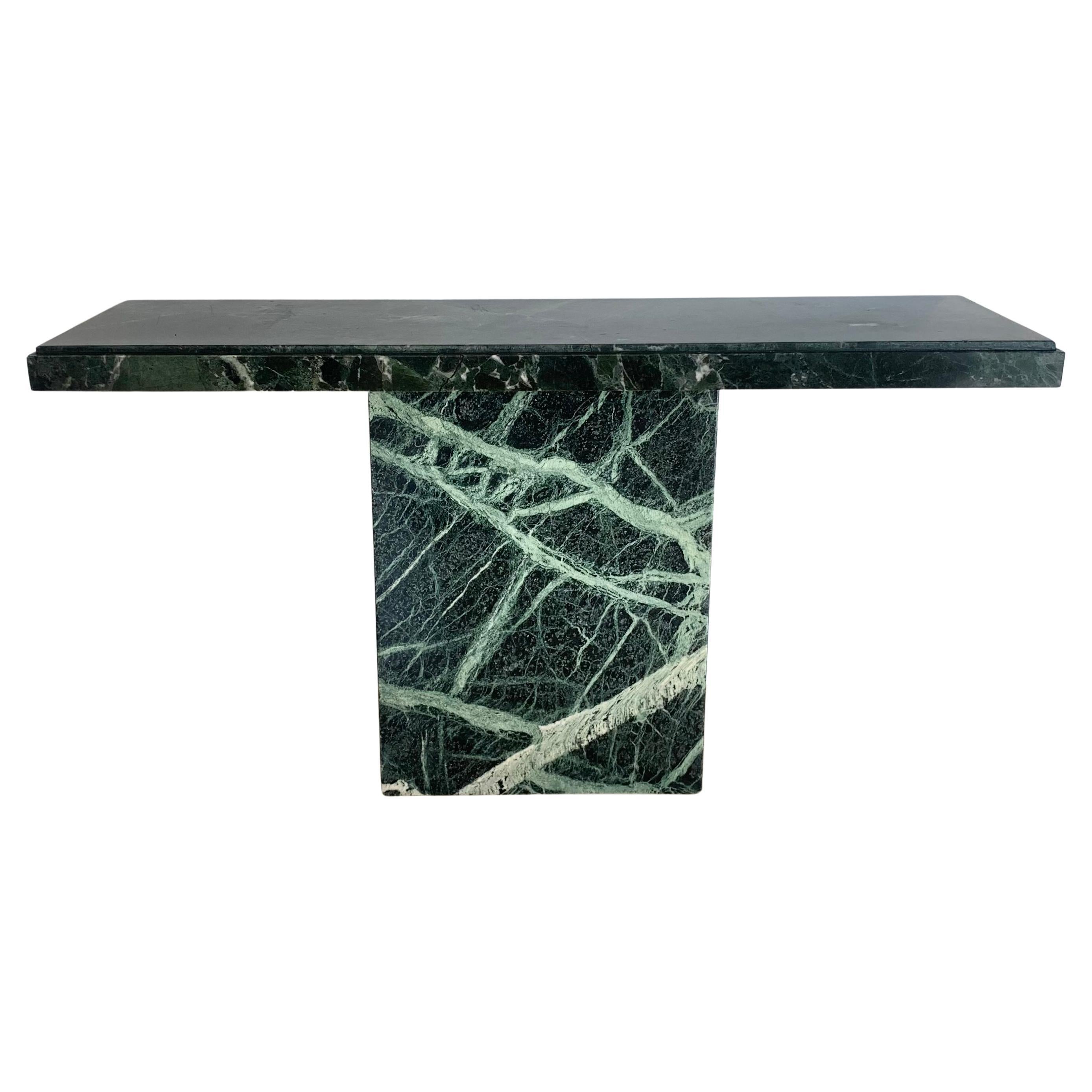 Vintage Italian Green Marble Console Table, 1970s