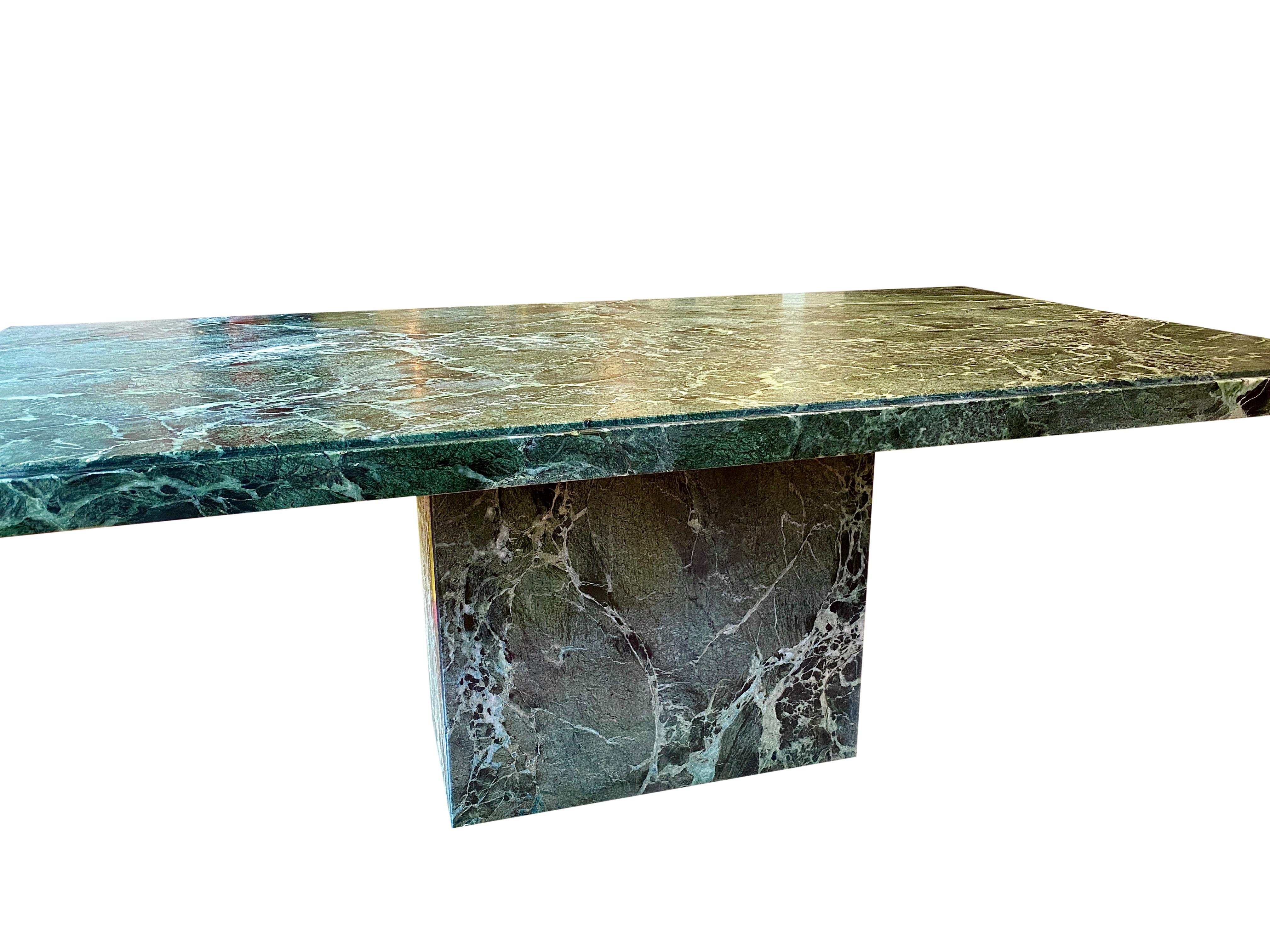 Late 20th Century Vintage Italian Green Marble Dining Table