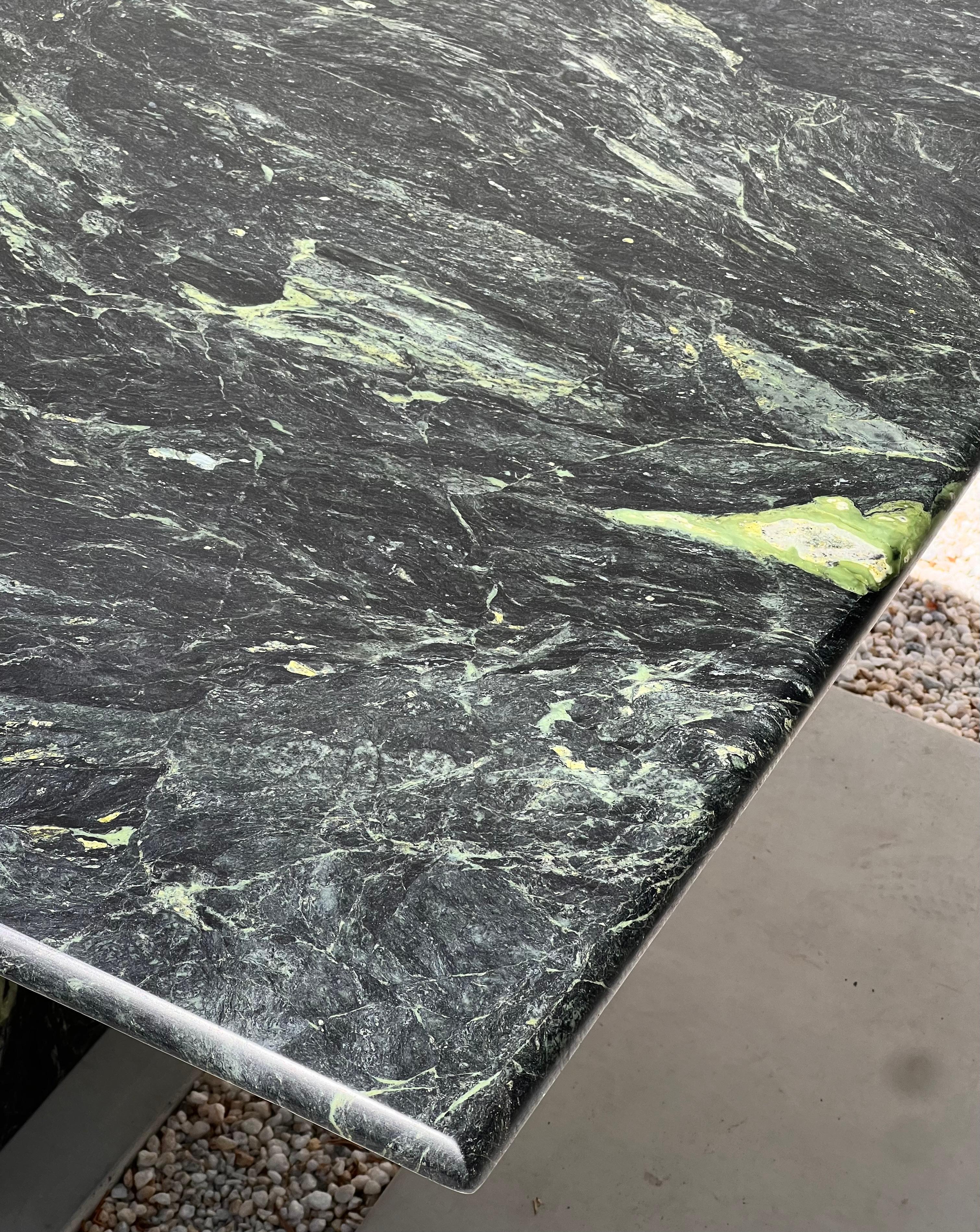 Vintage Italian green marble dining table, late 20th century 8