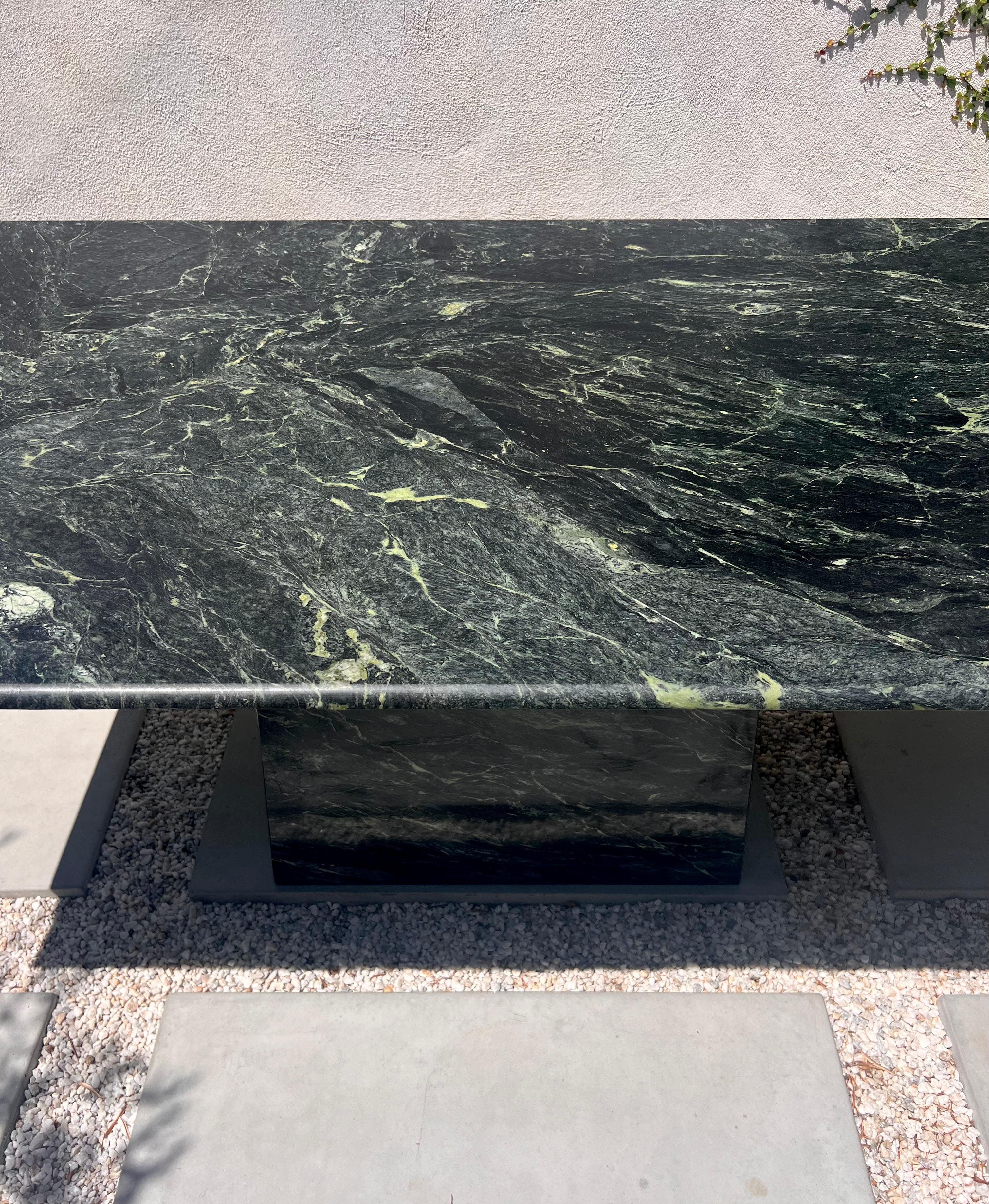 Vintage Italian green marble dining table, late 20th century 11