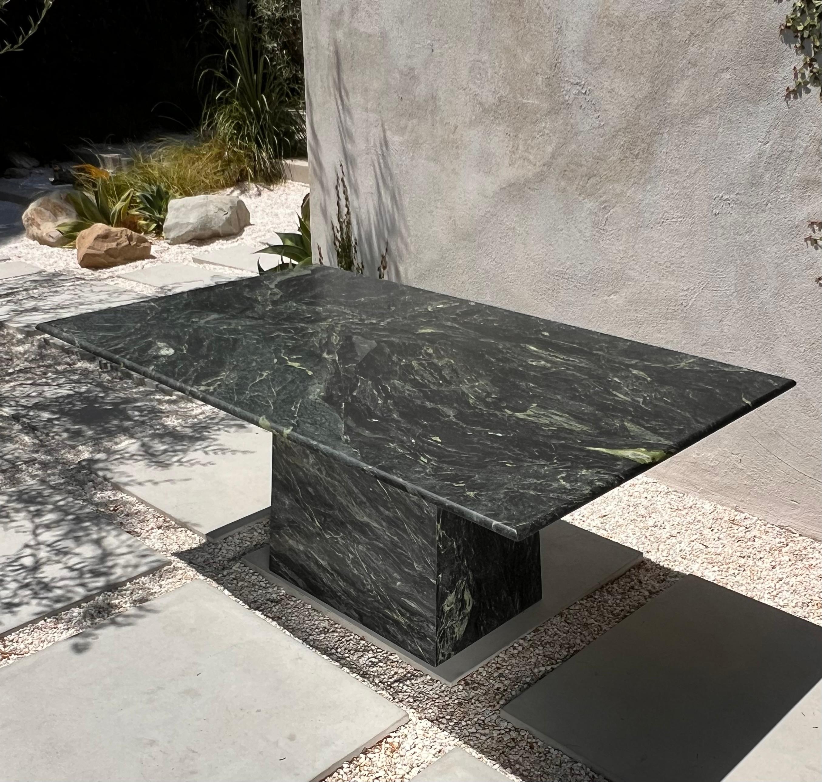 Vintage Italian green marble dining table, late 20th century 13