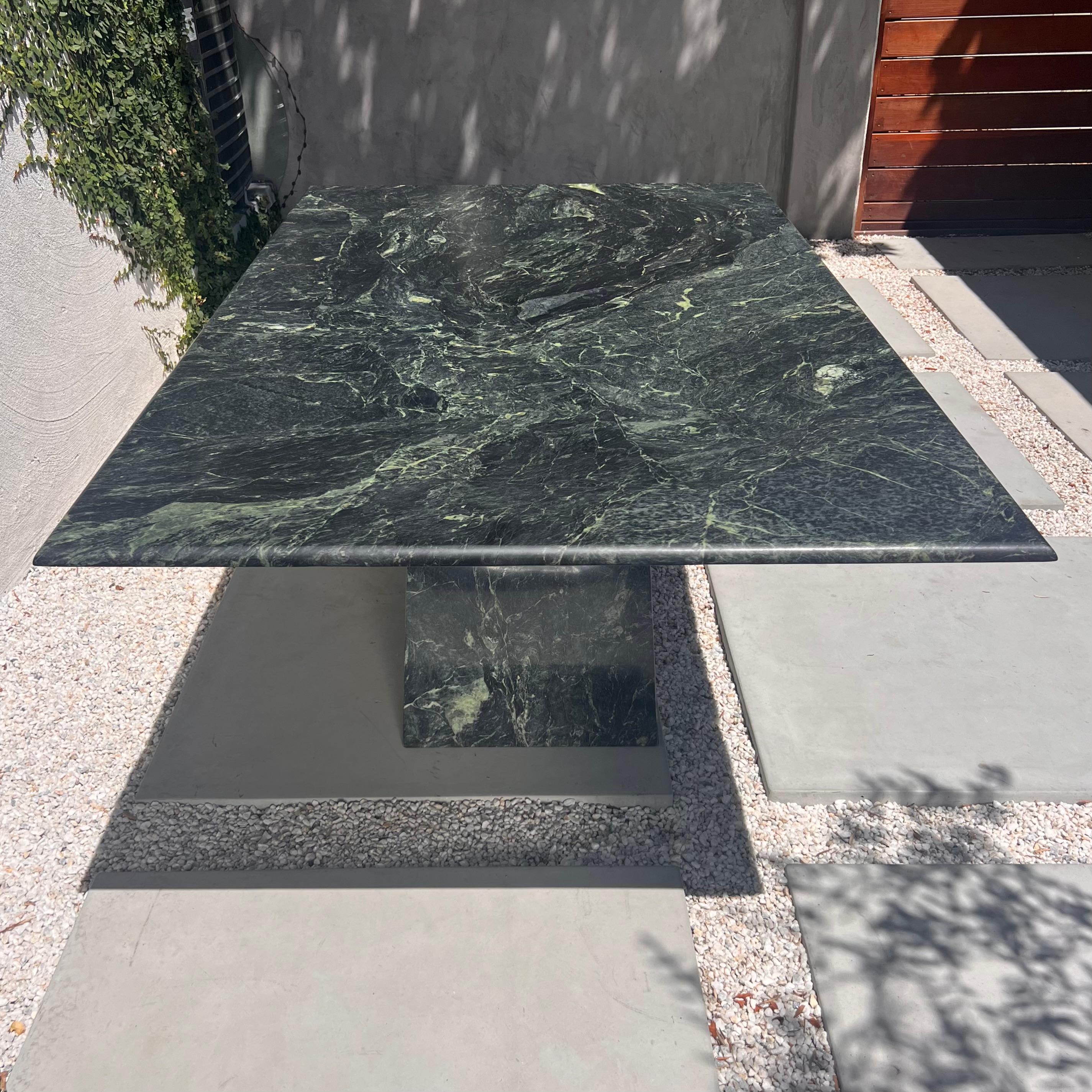 Vintage Italian green marble dining table, late 20th century In Good Condition In View Park, CA