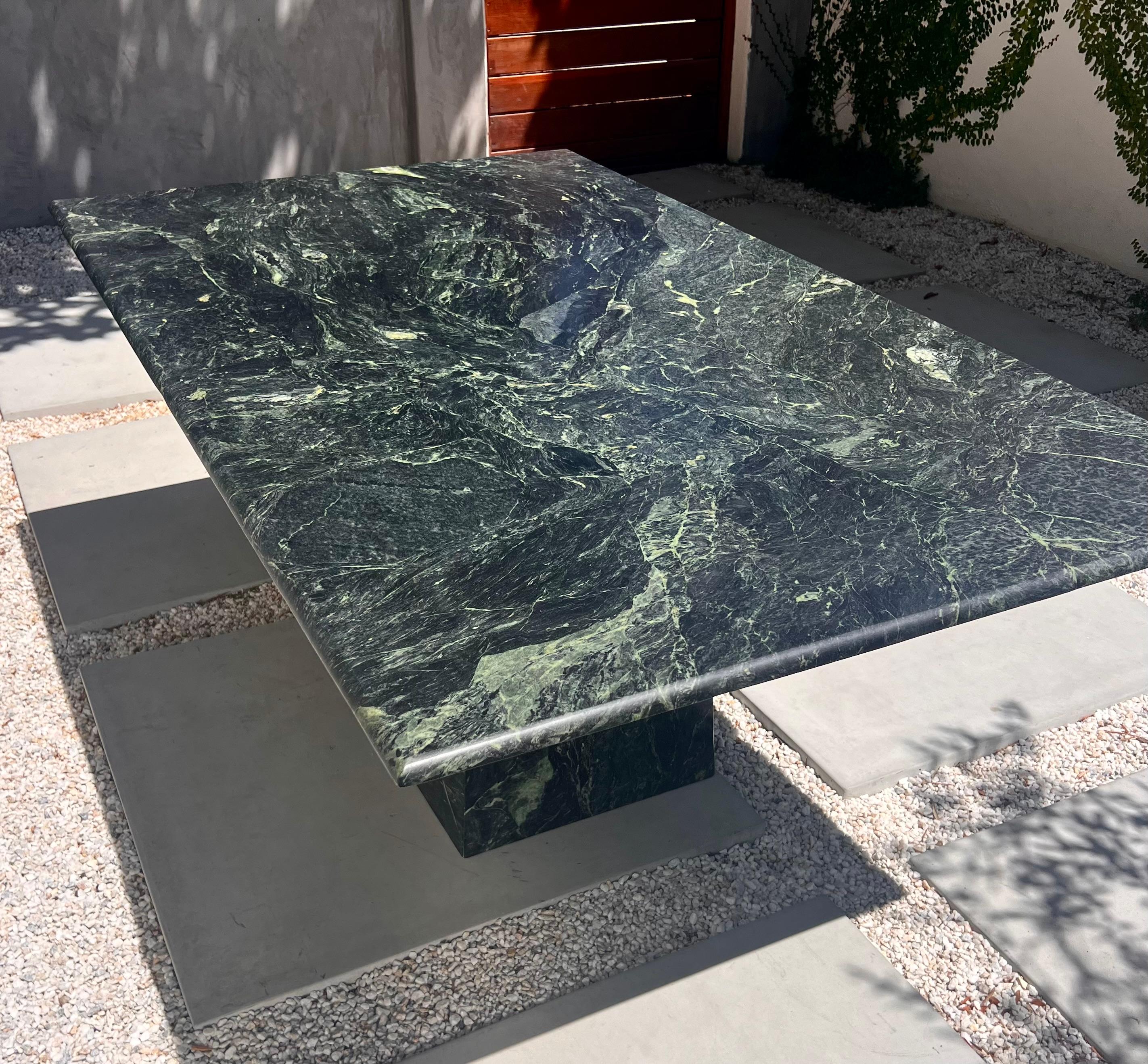 20th Century Vintage Italian green marble dining table, late 20th century