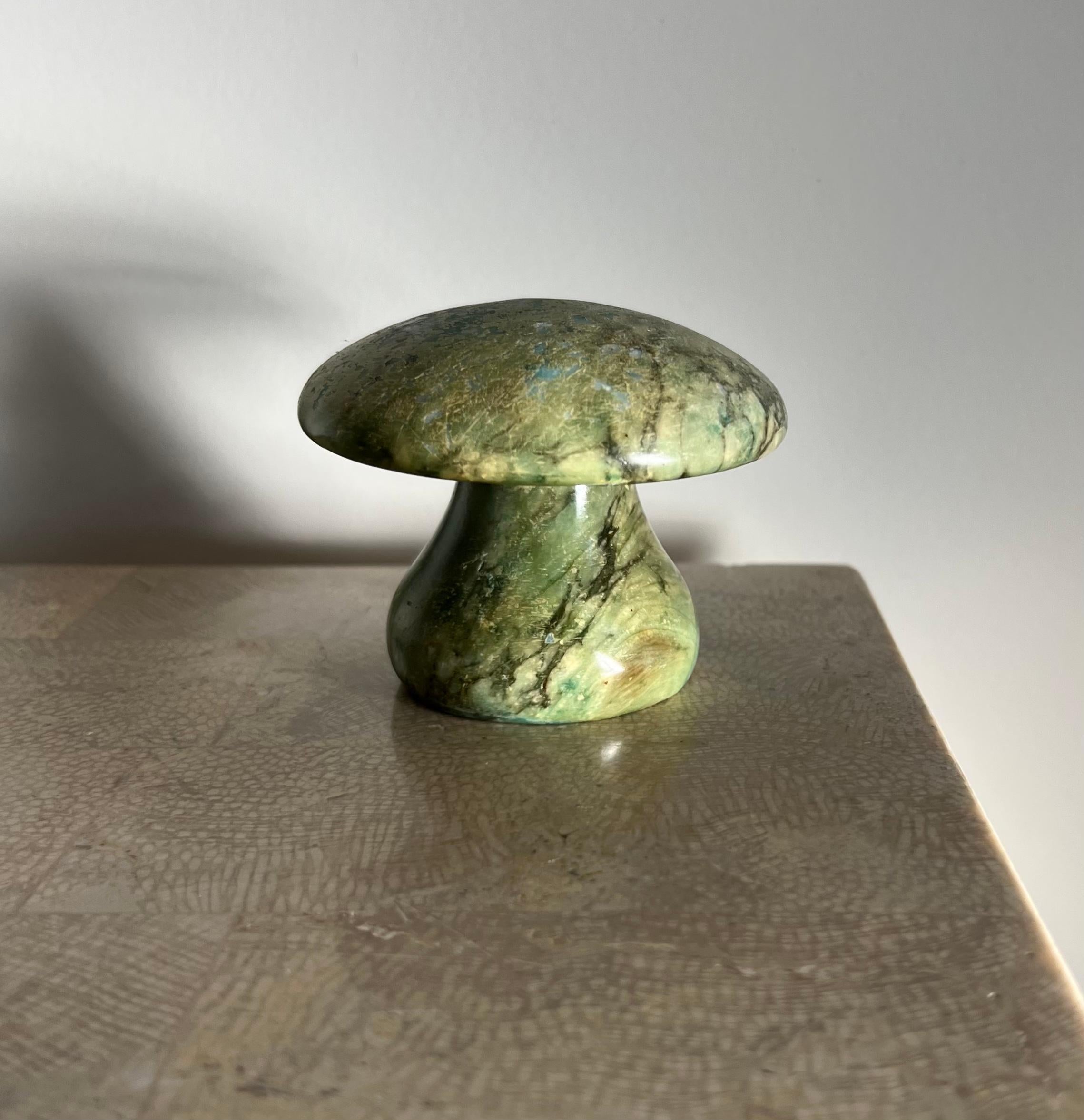 Vintage Italian Green Marble Mushroom Paperweight / Objet D’art, 1960s 12