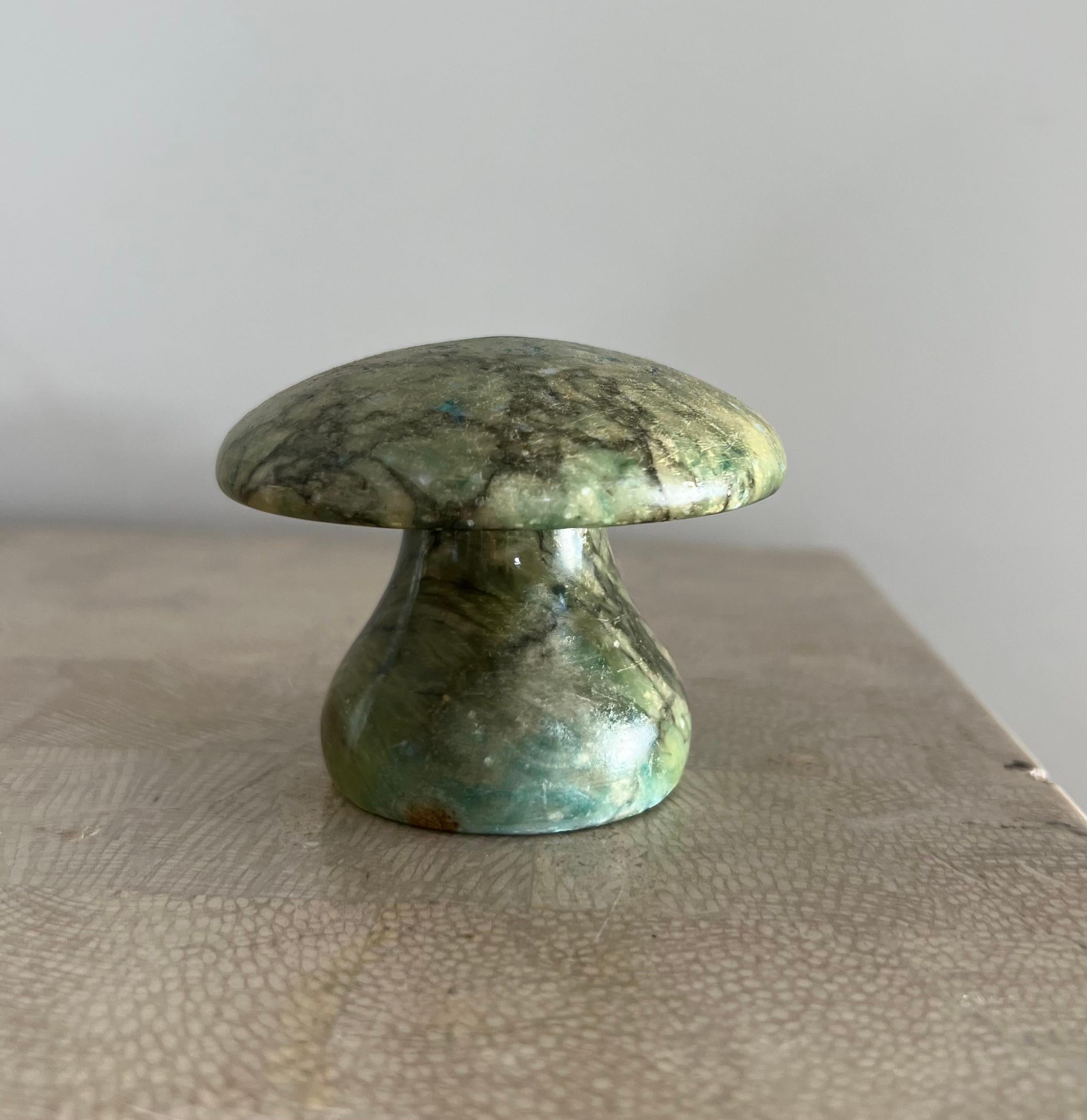 Vintage Italian Green Marble Mushroom Paperweight / Objet D’art, 1960s In Good Condition In View Park, CA