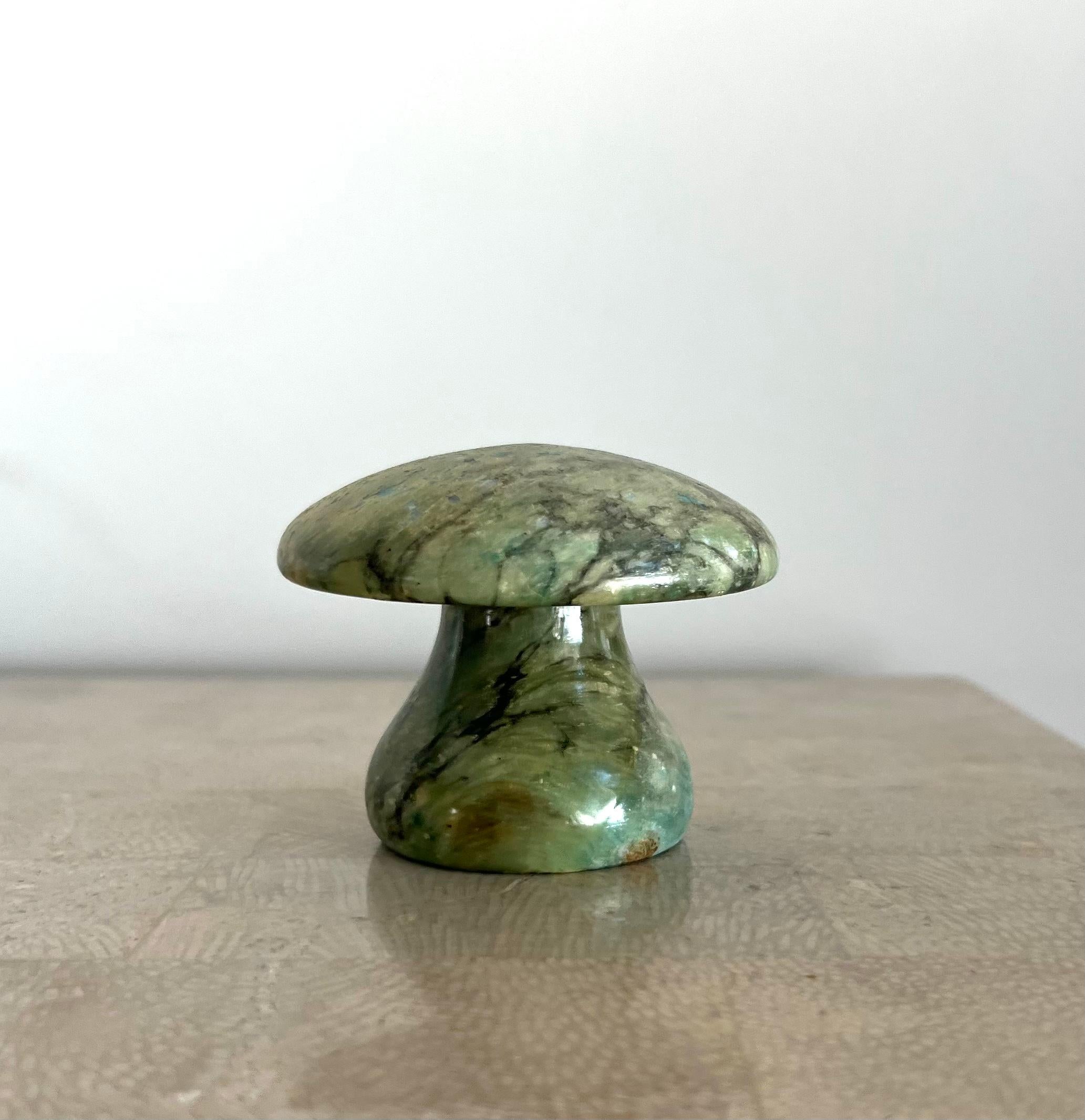 20th Century Vintage Italian Green Marble Mushroom Paperweight / Objet D’art, 1960s