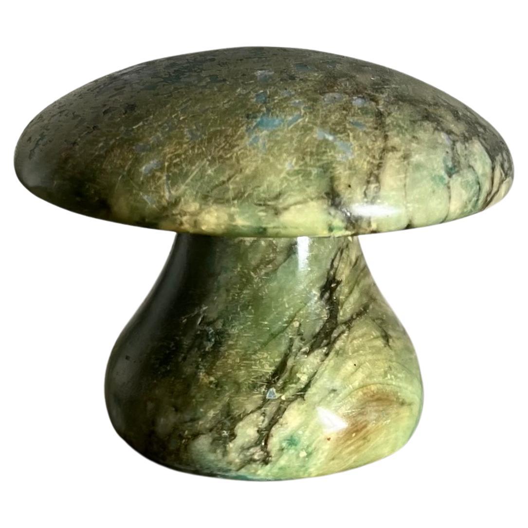 Vintage Italian Green Marble Mushroom Paperweight / Objet D’art, 1960s