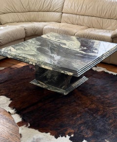 Vintage Italian green marble pedestal coffee table, circa 1970