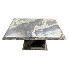 Vintage Italian green marble pedestal coffee table, circa 1970