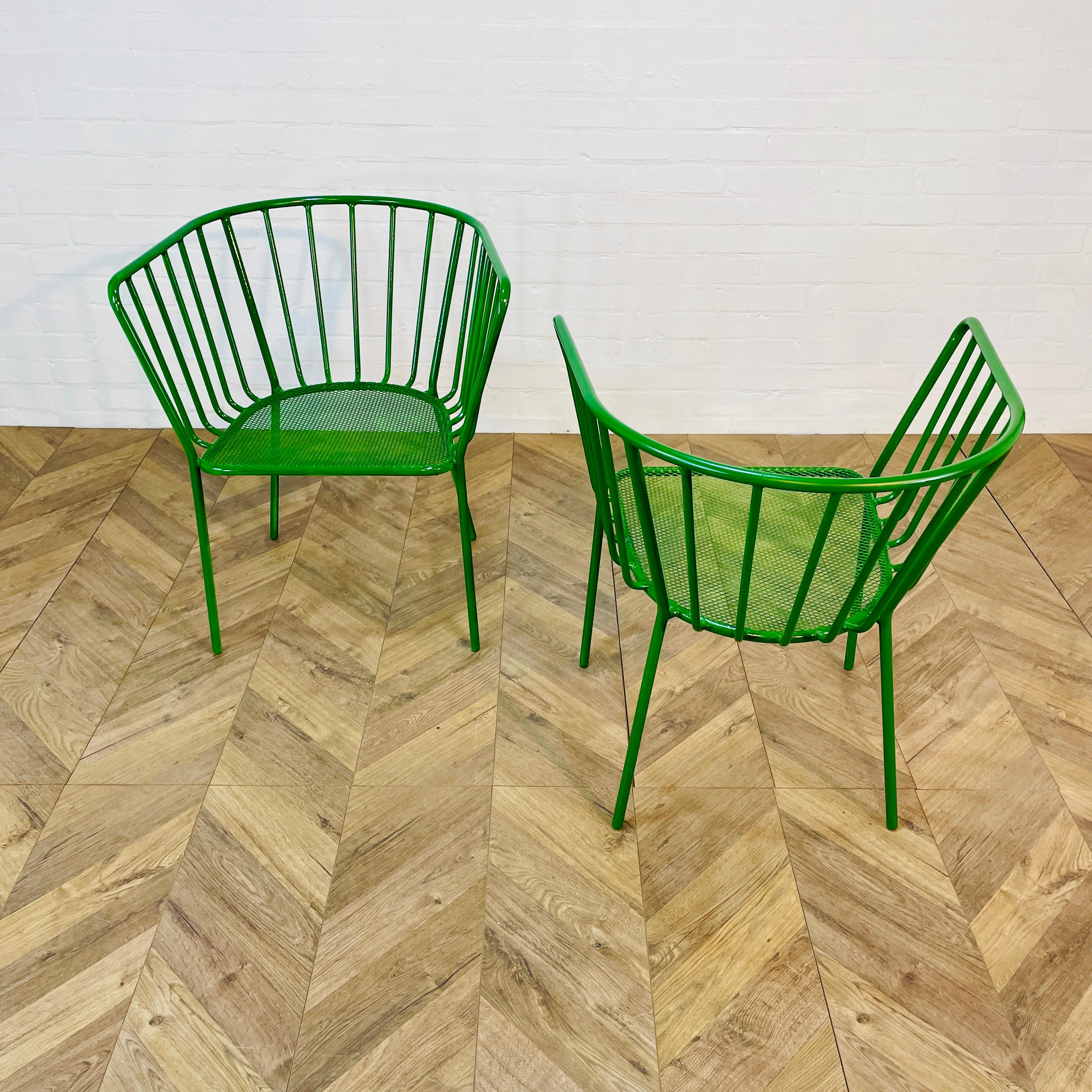 Vintage Italian Green Metal Chairs, Set of 2, 1970s 4