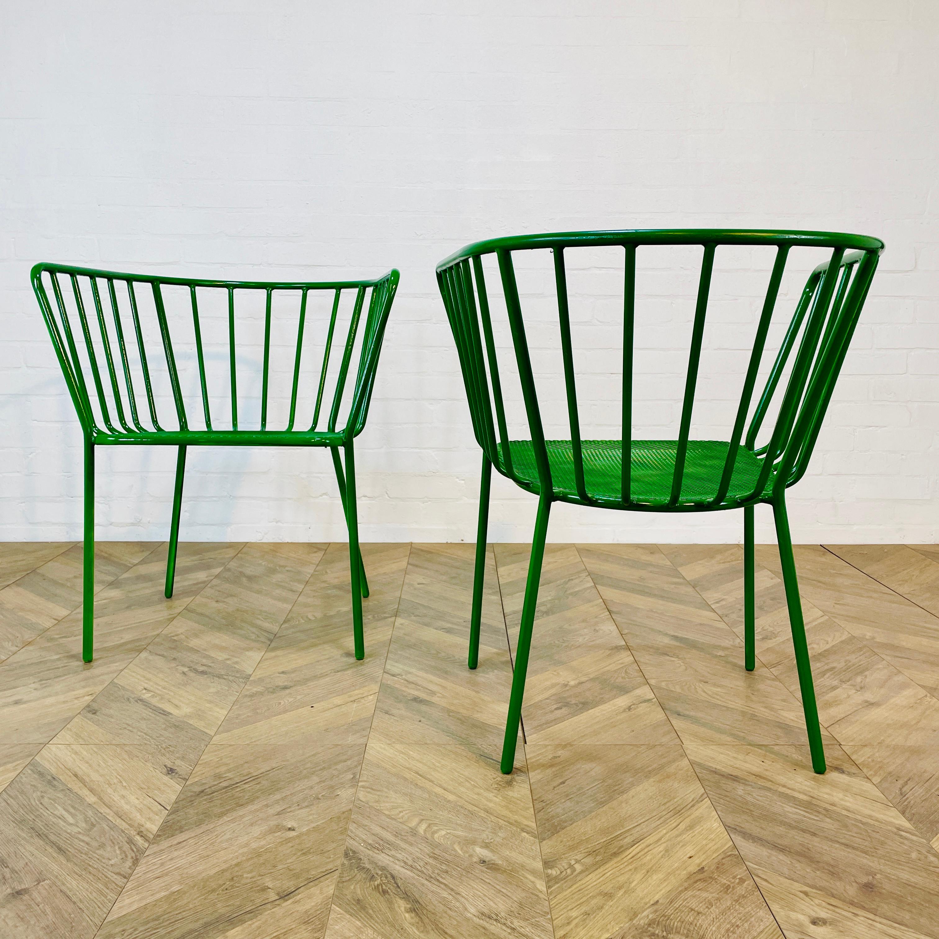 Chaises italiennes vintage en métal vert, lot de 2, 1970 11