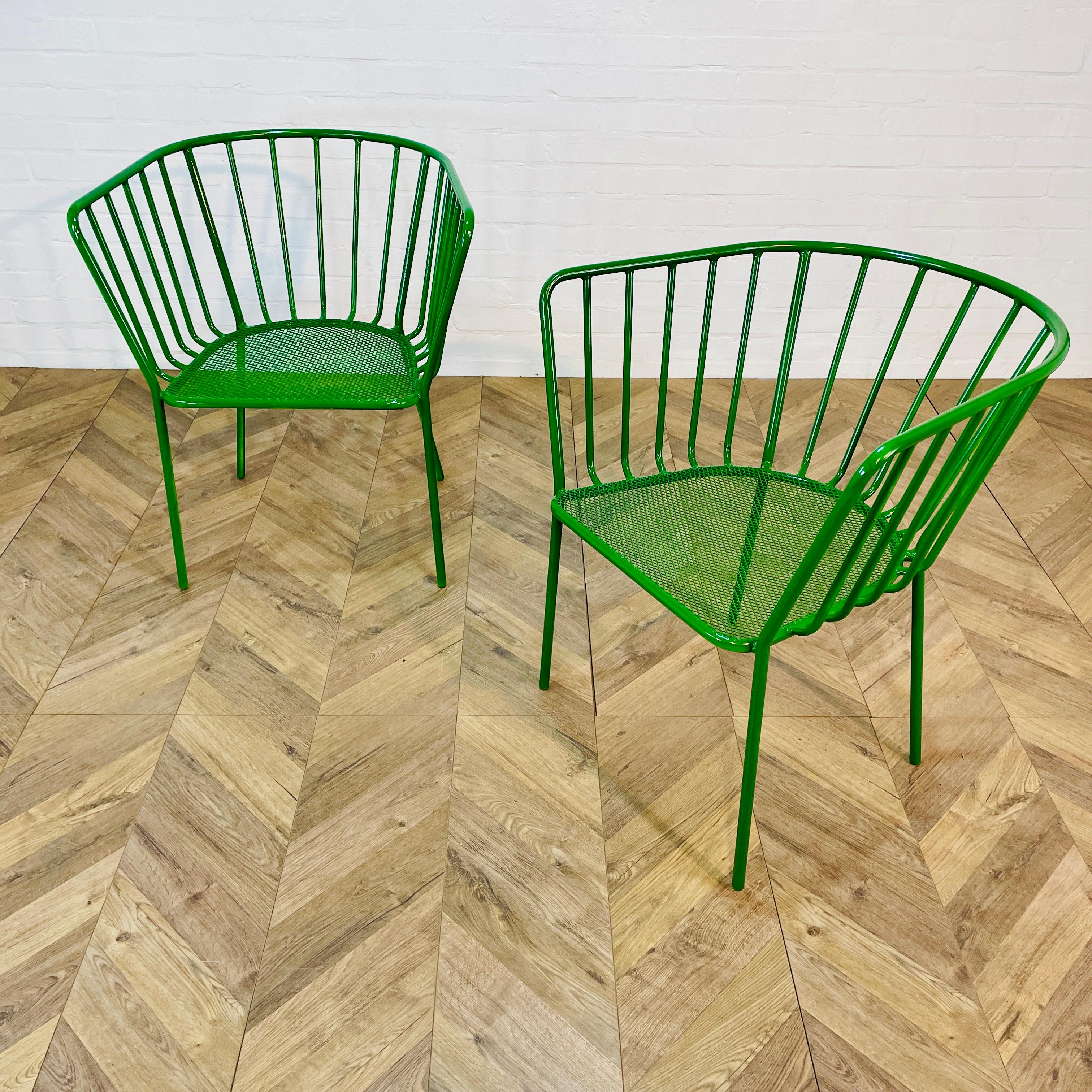 Late 20th Century Vintage Italian Green Metal Chairs, Set of 2, 1970s