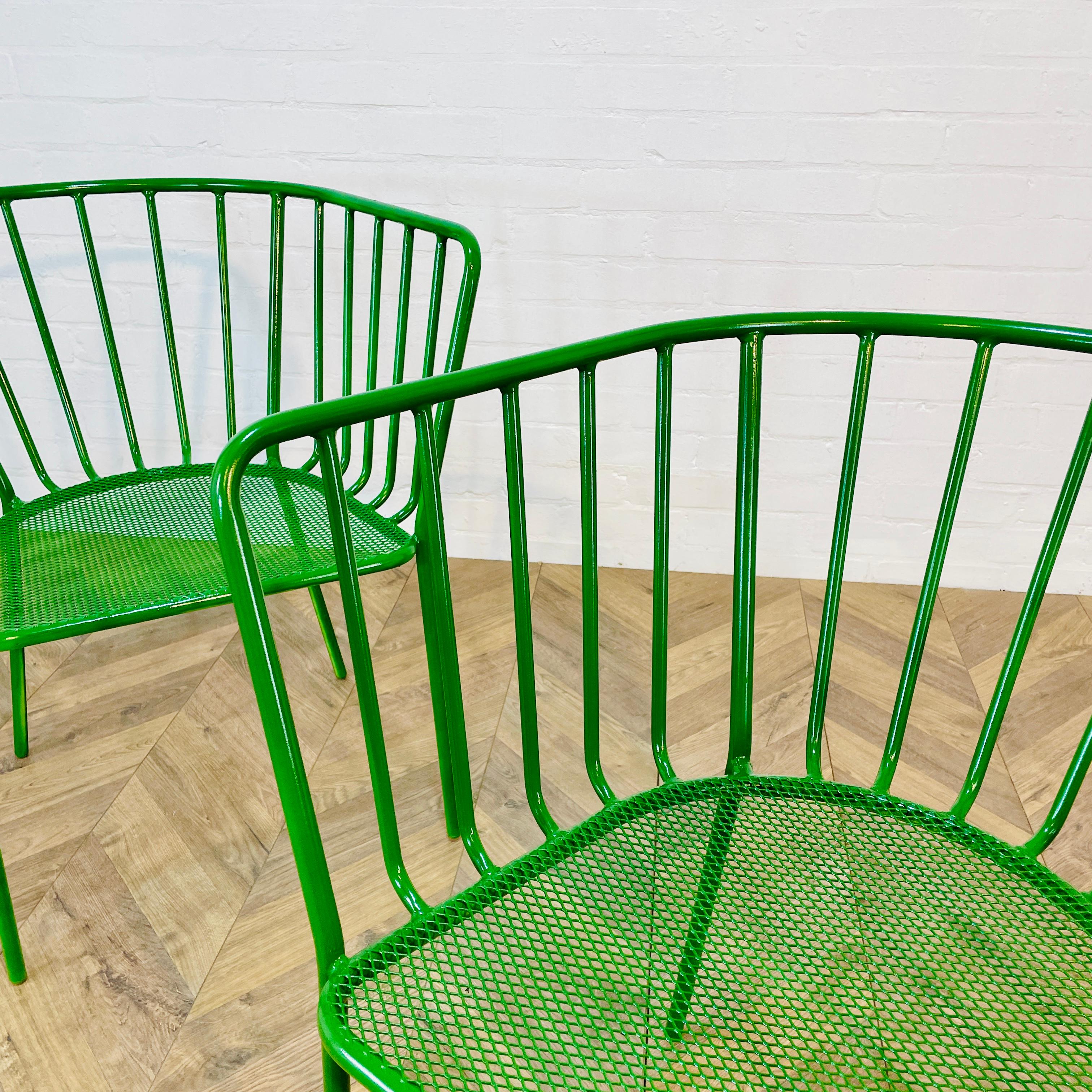Vintage Italian Green Metal Chairs, Set of 2, 1970s 1