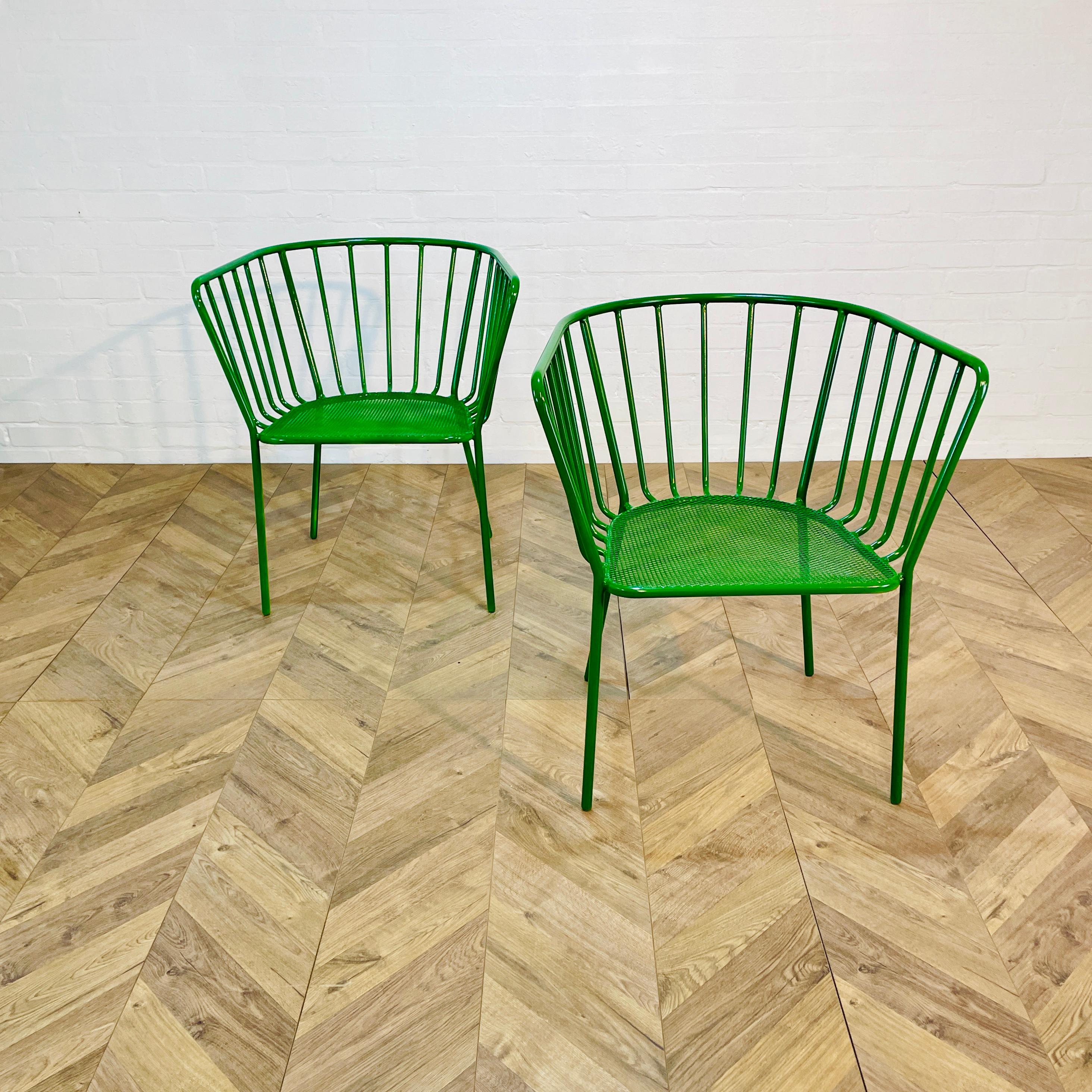 Vintage Italian Green Metal Chairs, Set of 2, 1970s 2