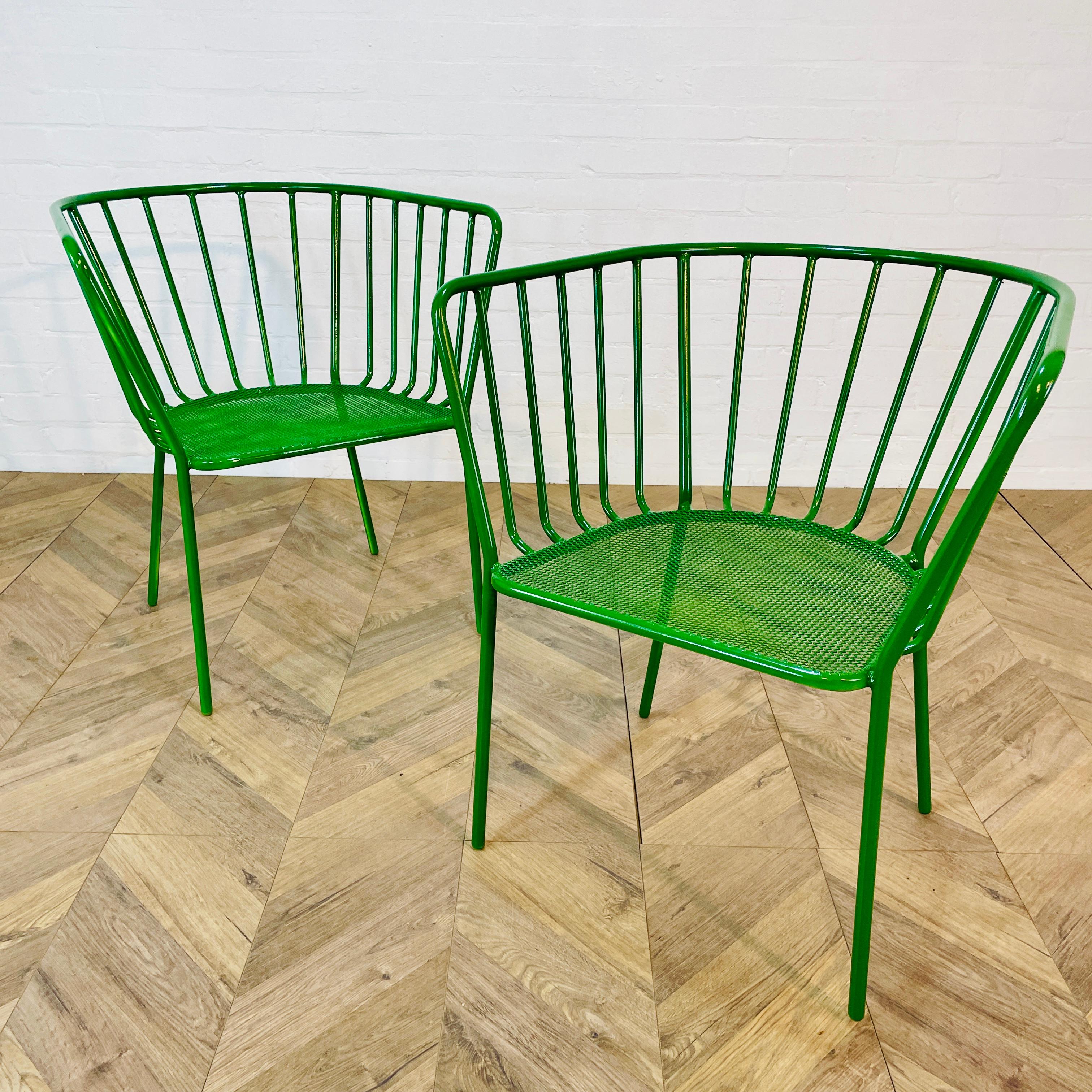 Vintage Italian Green Metal Chairs, Set of 2, 1970s 3
