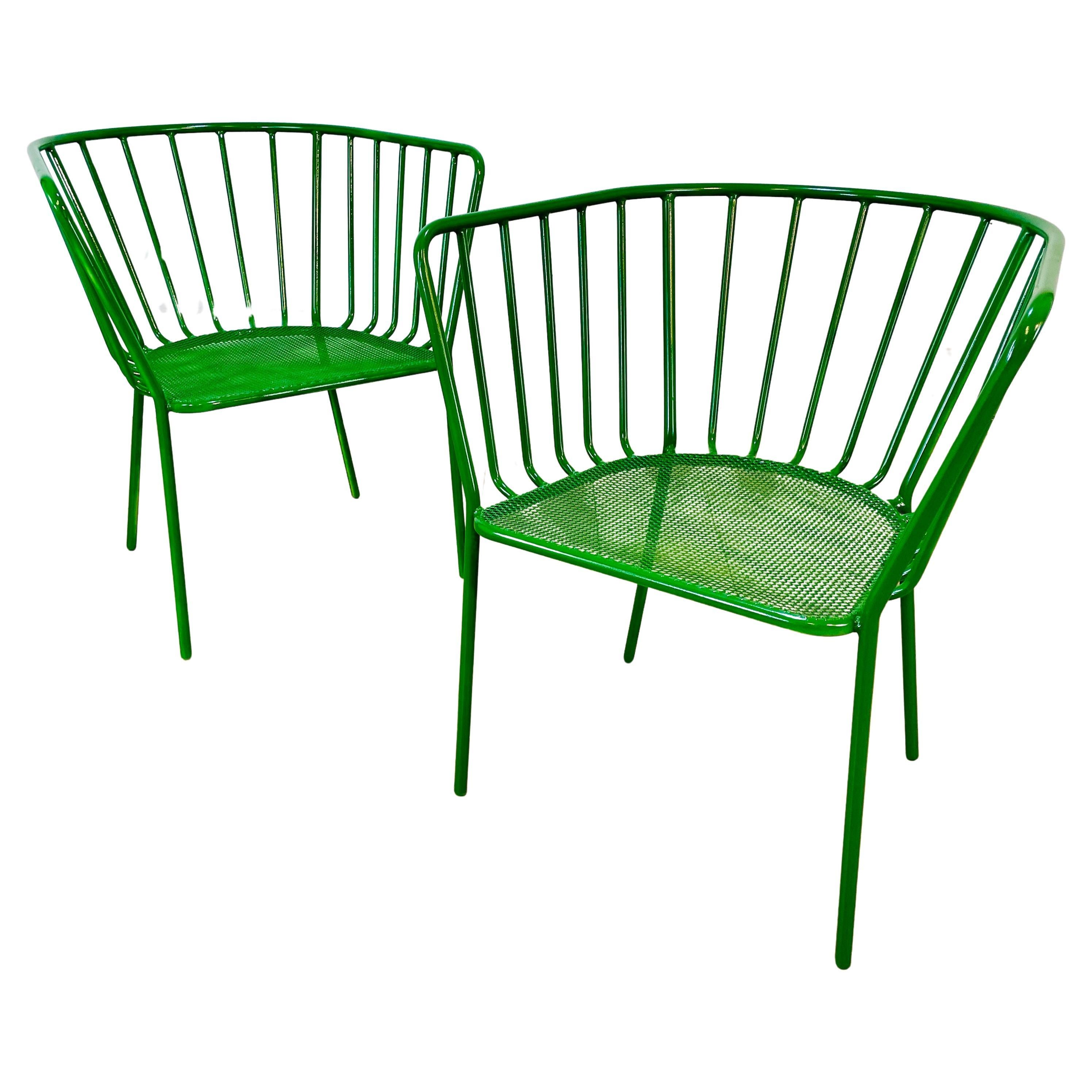 Chaises italiennes vintage en métal vert, lot de 2, 1970