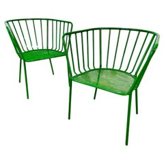 Italienische Vintage-Stühle aus grünem Metall, 2er-Set, 1970er-Jahre