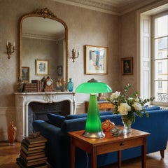 Vintage Italian Green Murano Glass Table Lamp, 20th Century
