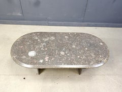 Vintage italian grey marble coffee table, 1970s