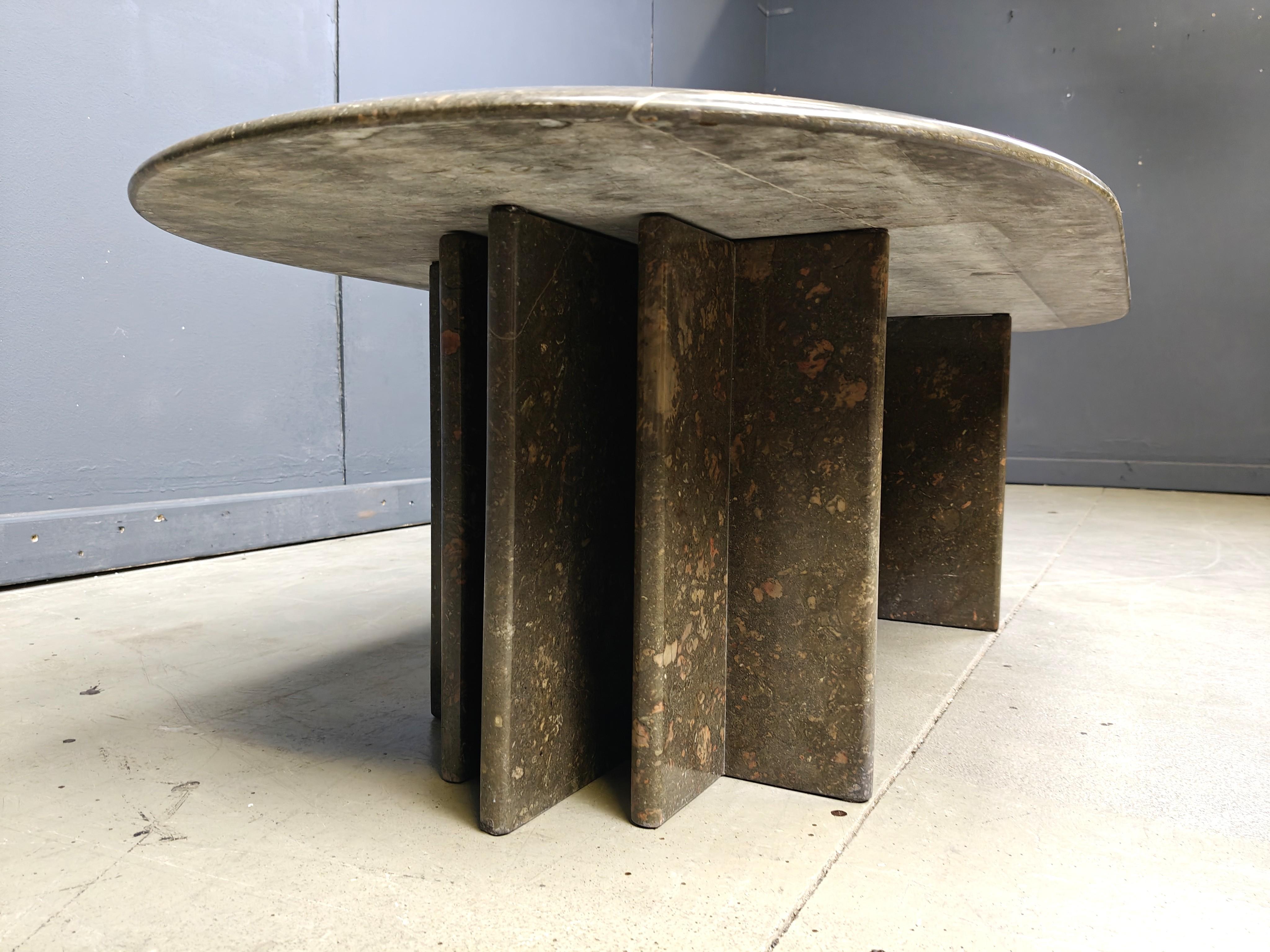 Mid-Century Modern Vintage italian grey marble coffee table, 1970s For Sale