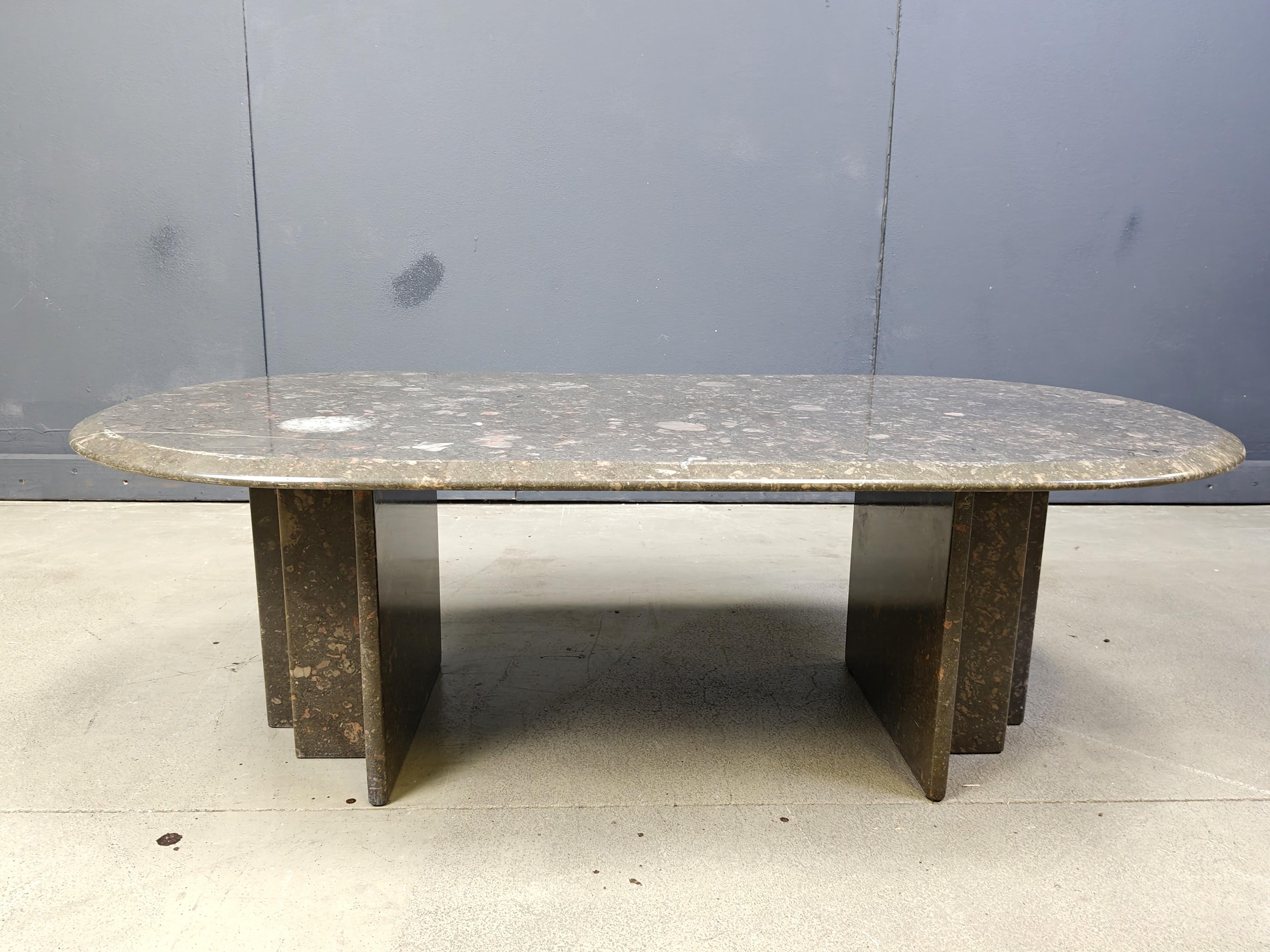 Vintage italian grey marble coffee table, 1970s For Sale 1