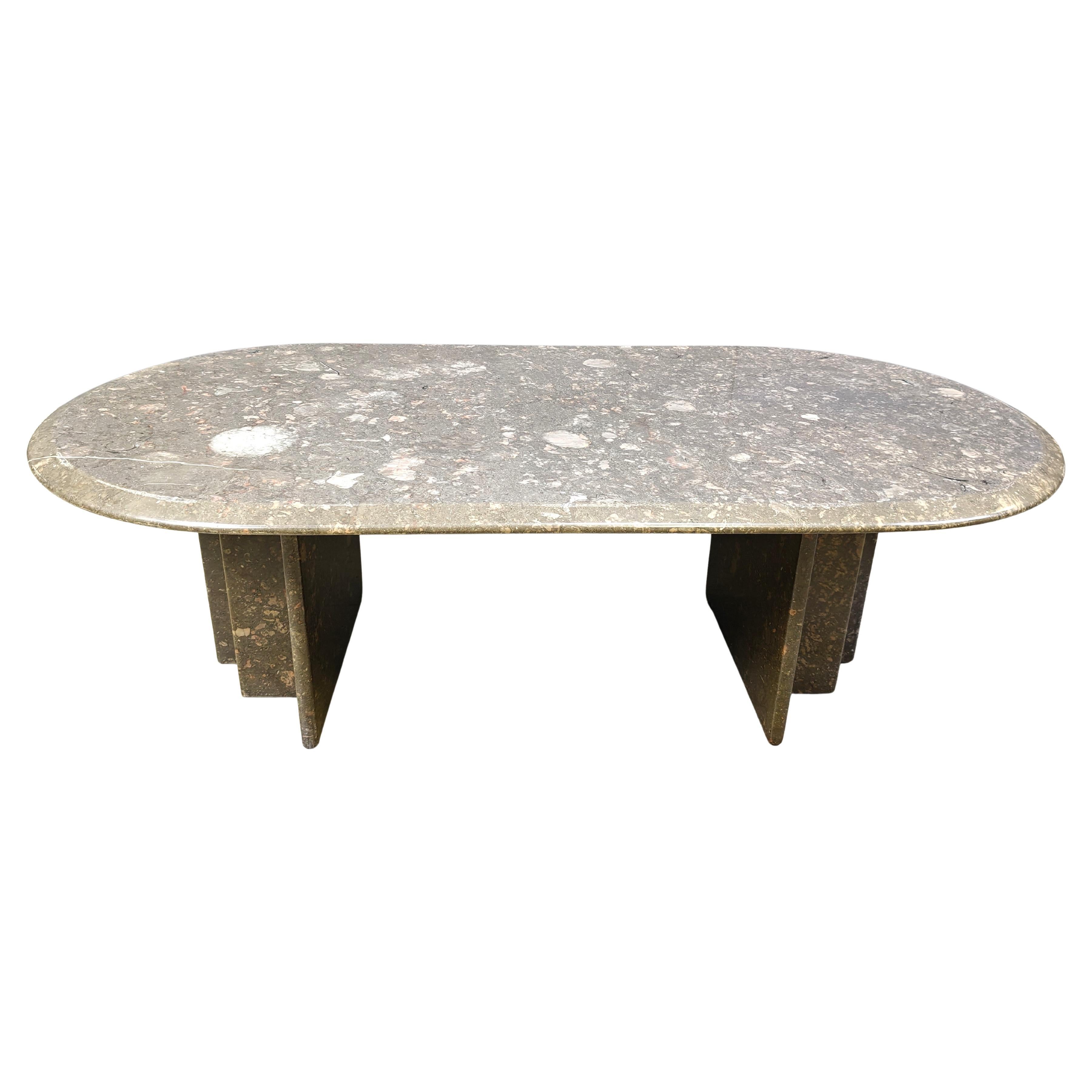 Vintage italian grey marble coffee table, 1970s For Sale