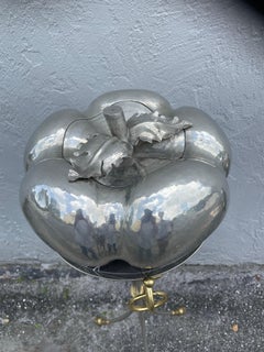 Vintage Italian Hammered Aluminum Gourd Ice Bucket, 1970s Rare Design