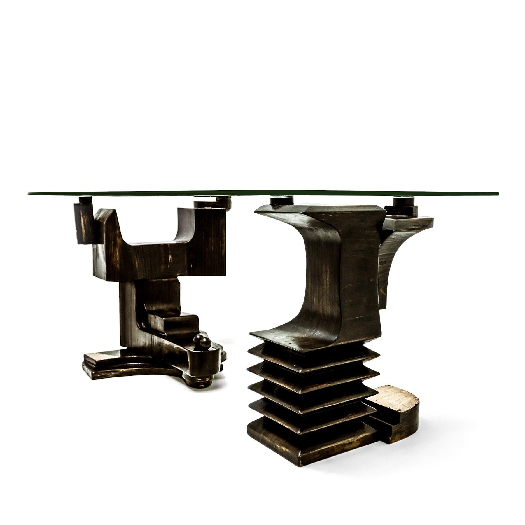 Italian Brutalist dining table by Nerone Giovanni Ceccarelli co-founder Gruppo NP2  For Sale