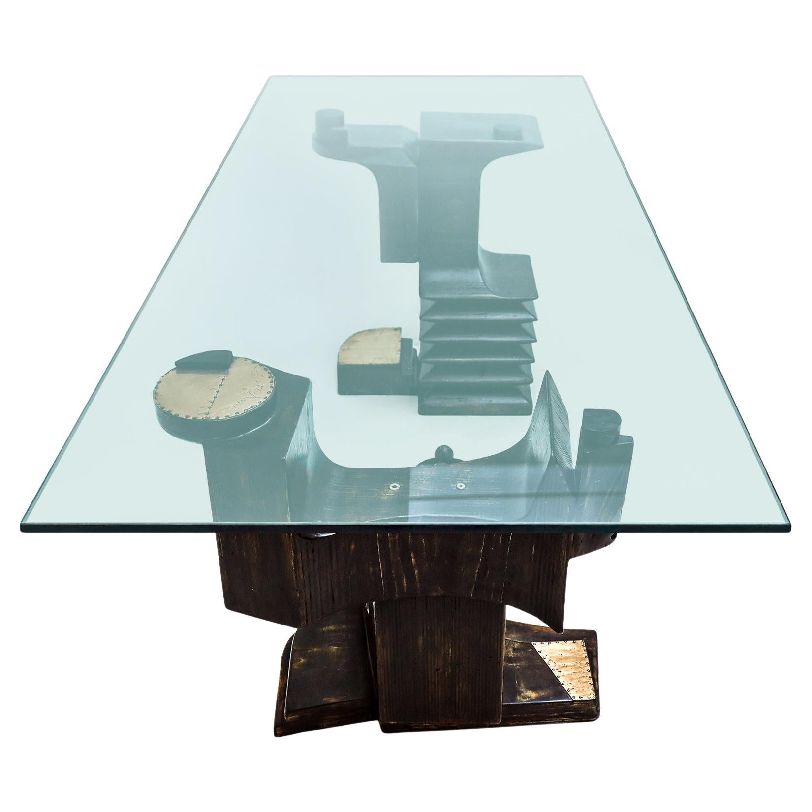 Brutalist dining table by Nerone Giovanni Ceccarelli co-founder Gruppo NP2  For Sale