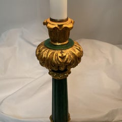 Vintage Italian Lámparas de Palo de Vela de Madera Dorada Tallada a Mano con Pantallas/Finales