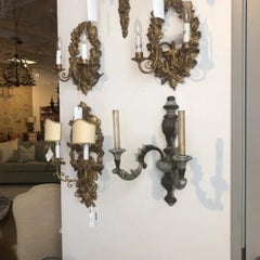 Vintage Italian 2-Light Sconce – Oxidized Silver Wood