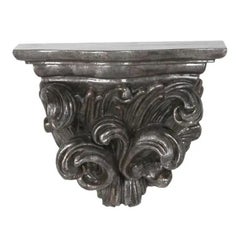 Vintage Italian Hand-Carved Wooden Wall Bracket with Intricate Scrollwork