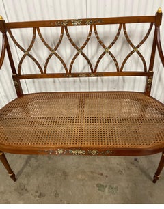 Vieille banquette italienne peinte à la main de style Adams