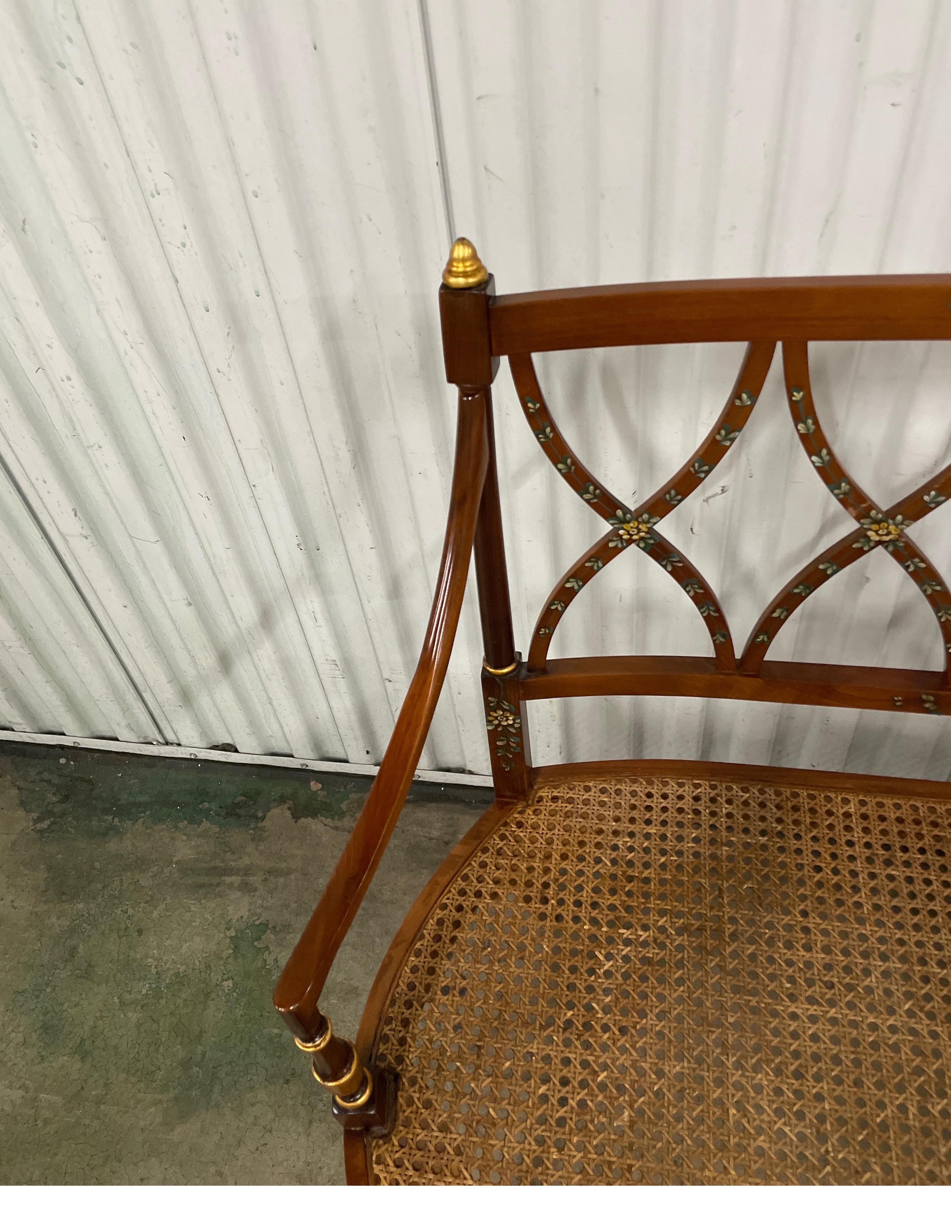 Vintage Italian Hand Painted Adams Style Settee In Good Condition For Sale In West Palm Beach, FL