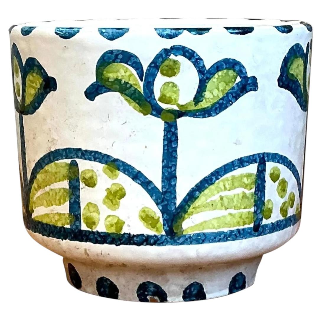 Vintage Italian Hand Painted Cache Pot