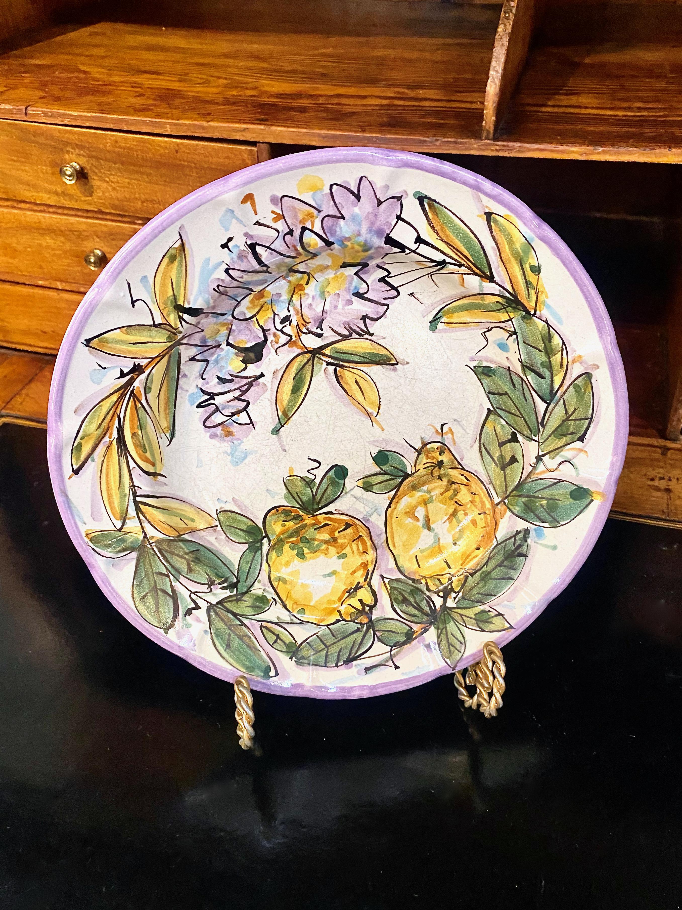 Vintage Italian Hand Painted Faience Soup Dishes In Good Condition For Sale In Pasadena, CA