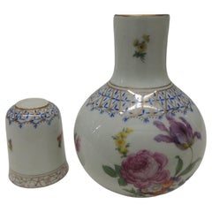 Vintage Italian Hand Painted Floral Water Carafe with Cup