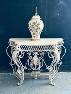 Vintage Italian Hand-Painted Ginger Jar Table Lamp with Botanical Decoration