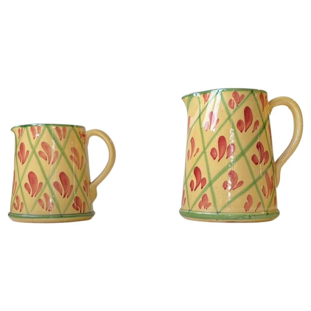 Vintage Italian Hand-Painted Pottery Jugs from Lamas, Set of 2 For Sale