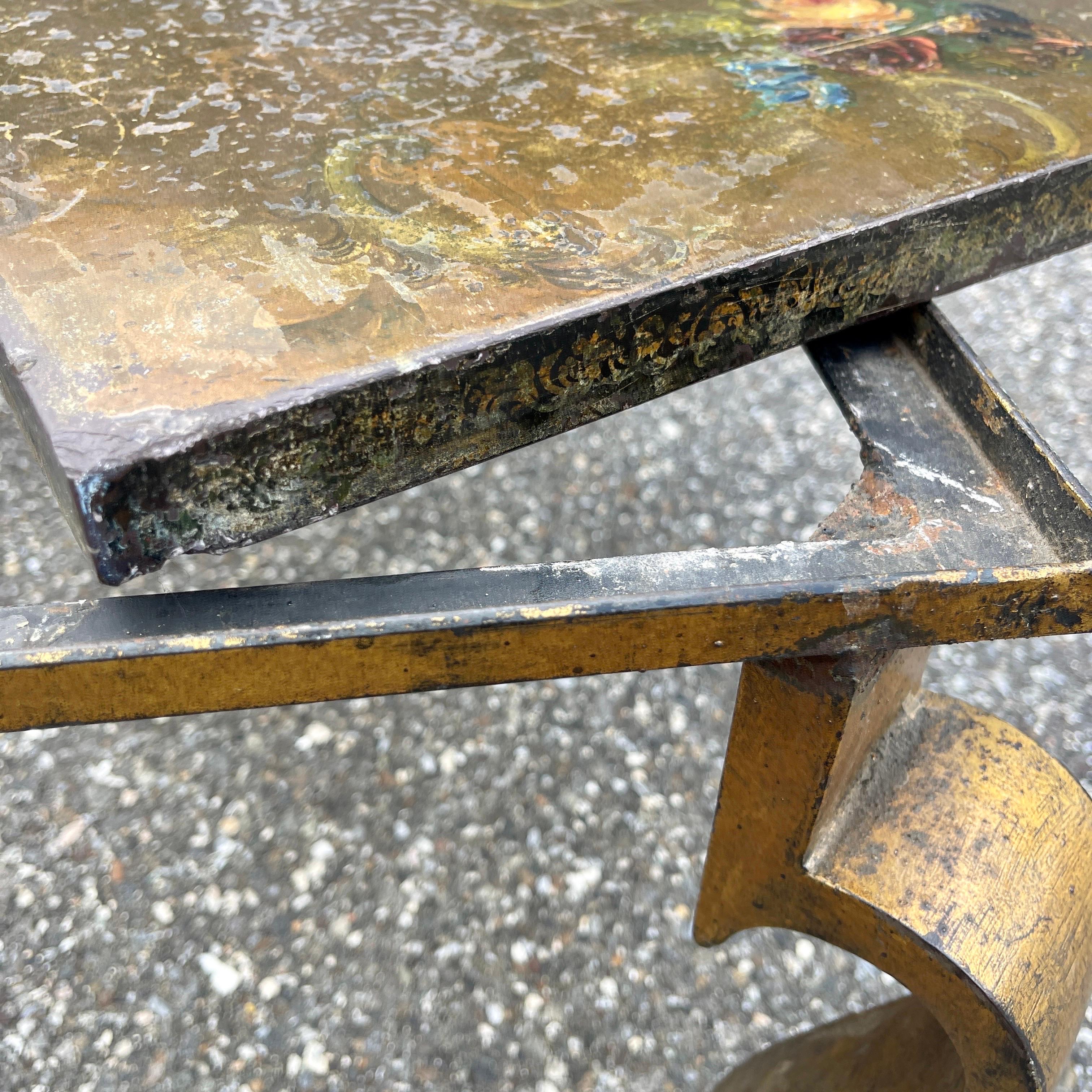 Vintage Italian Hand-painted Rectangular Cocktail Table, Circa 1950 For Sale 9