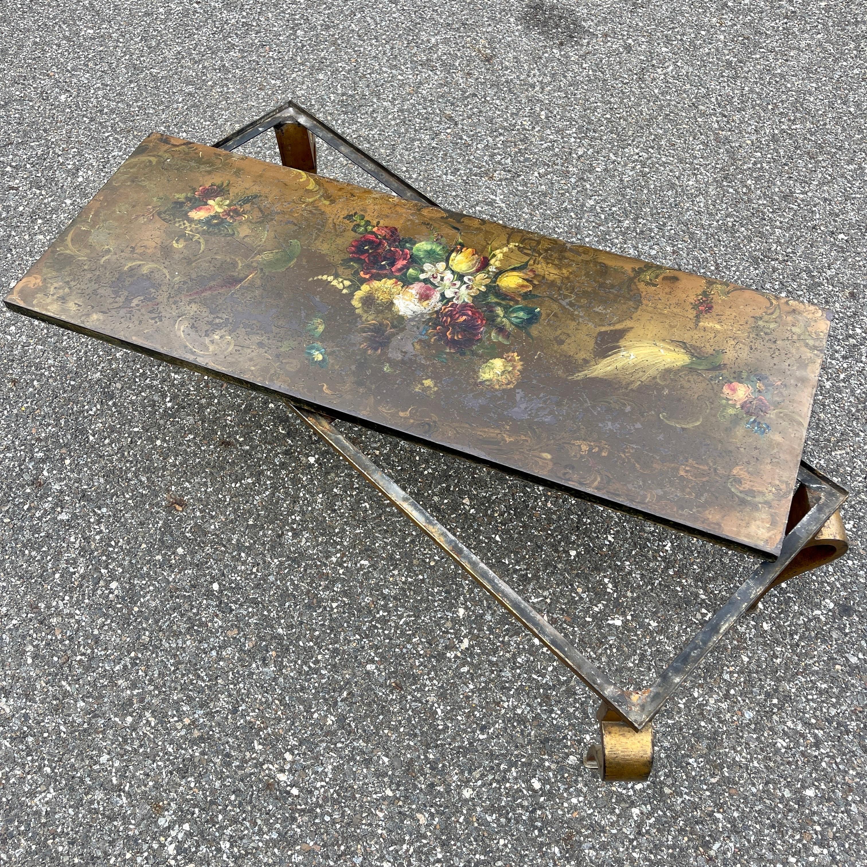 Vintage Italian Hand-painted Rectangular Cocktail Table, Circa 1950 For Sale 10
