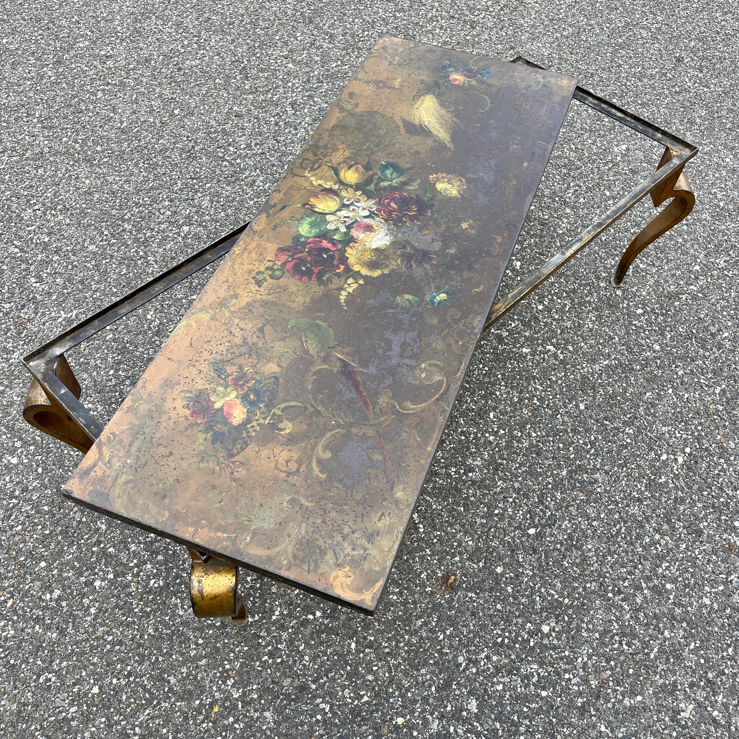 Vintage Italian Hand-painted Rectangular Cocktail Table, Circa 1950 For Sale 11