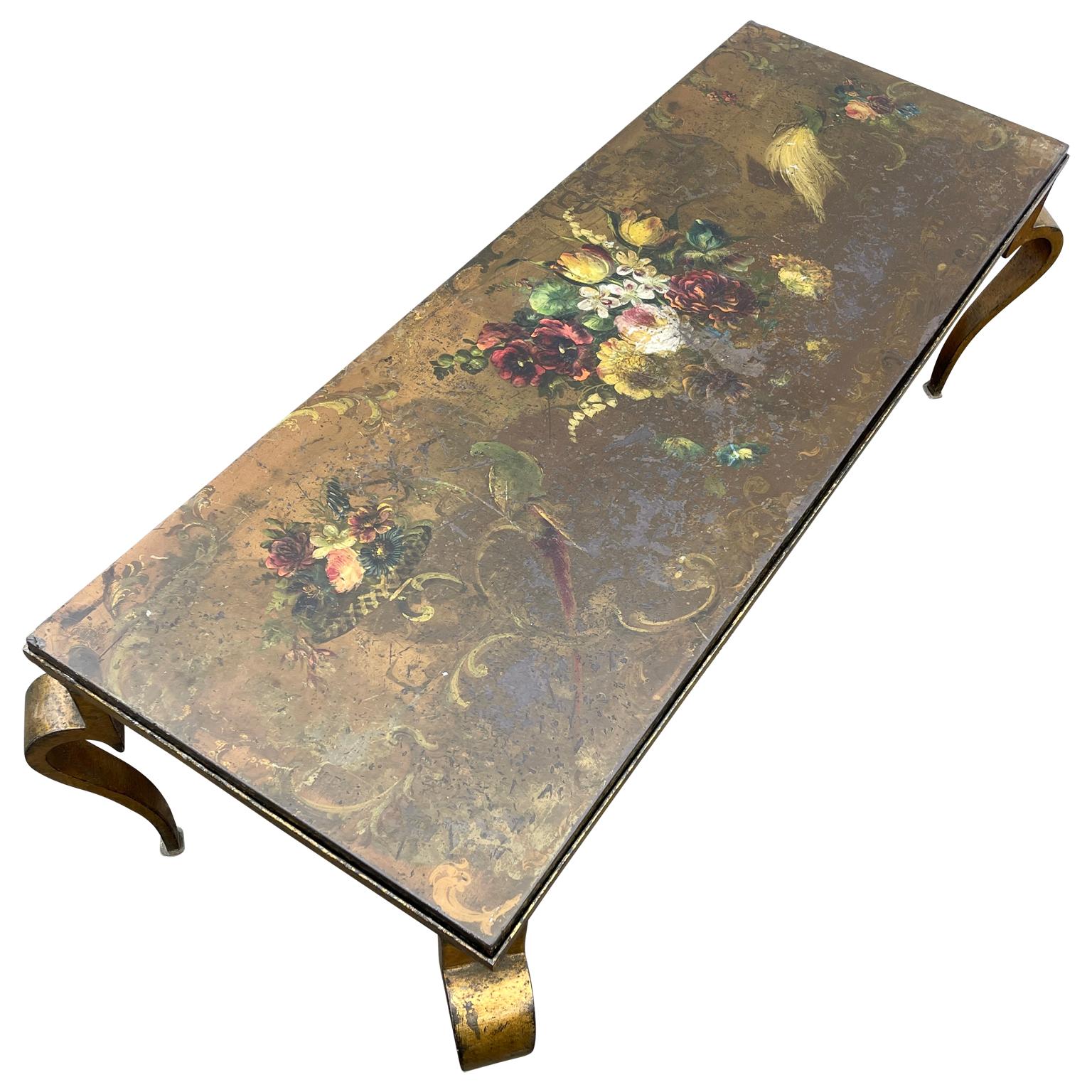 Vintage Italian Hand-painted Rectangular Cocktail Table, Circa 1950 In Good Condition For Sale In Haddonfield, NJ