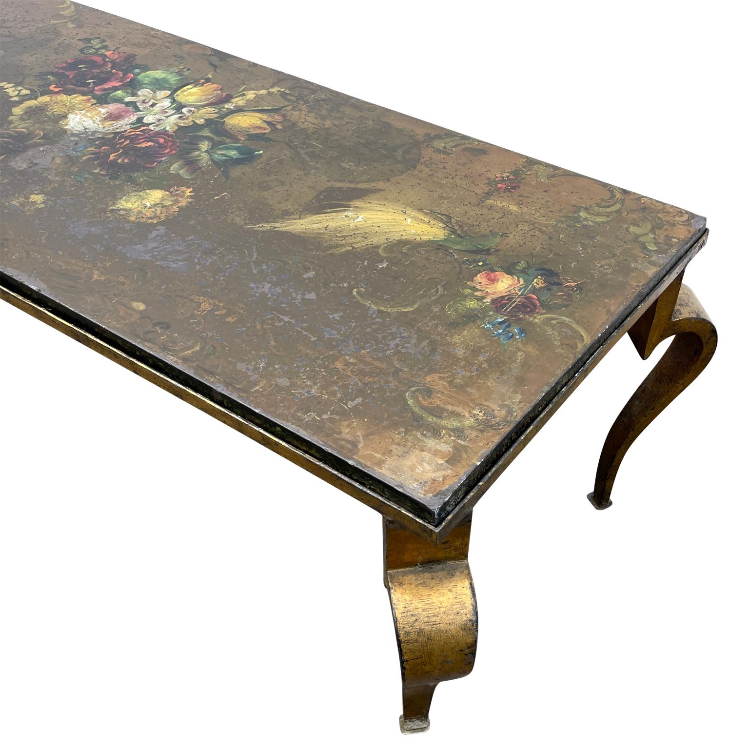 20th Century Vintage Italian Hand-painted Rectangular Cocktail Table, Circa 1950 For Sale